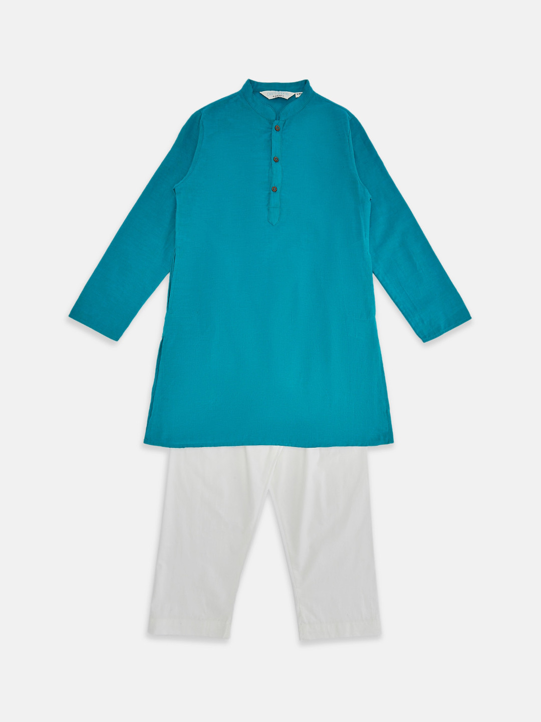 

indus route by Pantaloons Boys Turquoise Blue Pure Cotton Kurta with Pyjamas