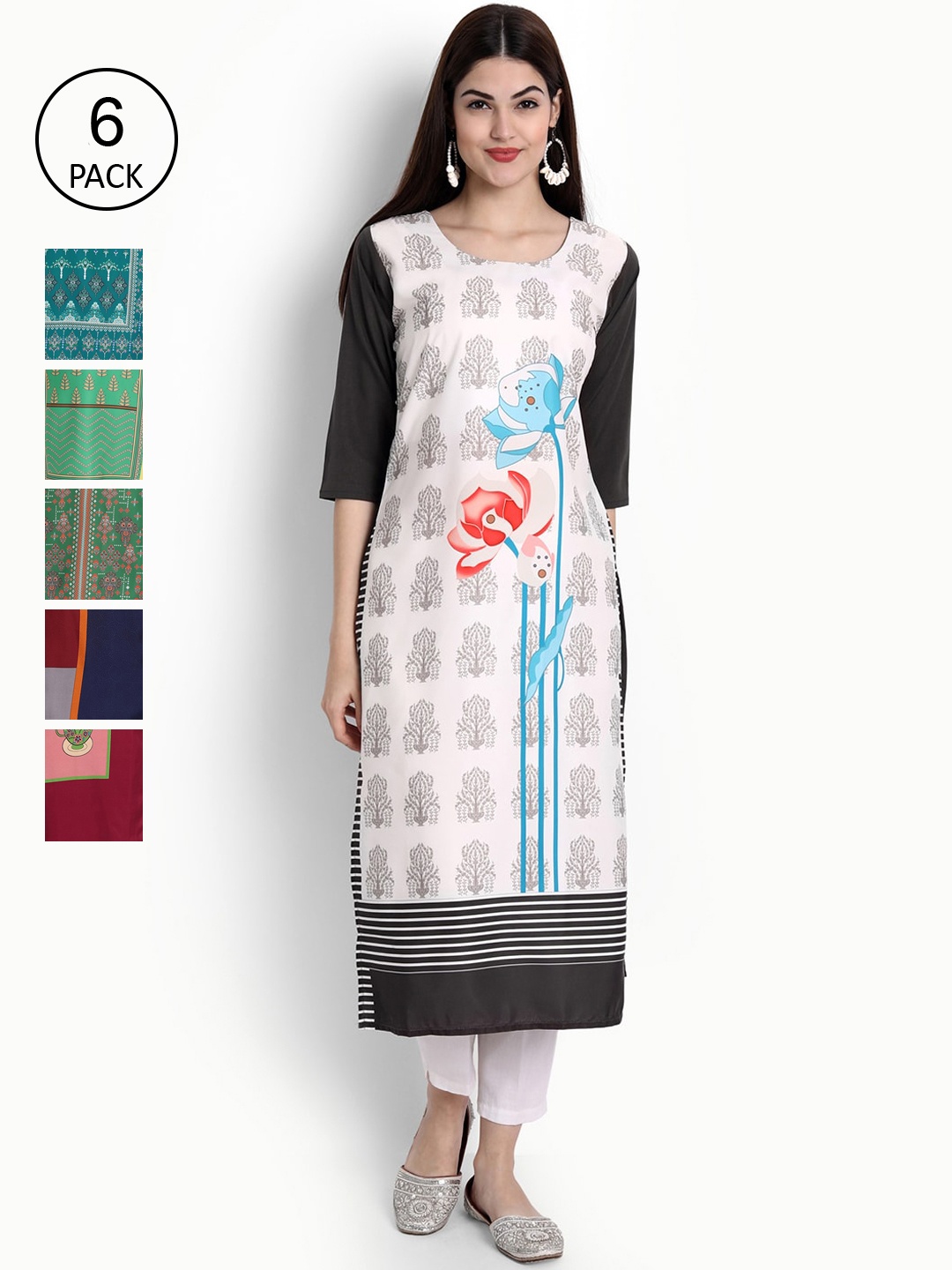

Ethnic basket Women Multicoloured Ethnic Motifs Printed Crepe Kurta, Multi