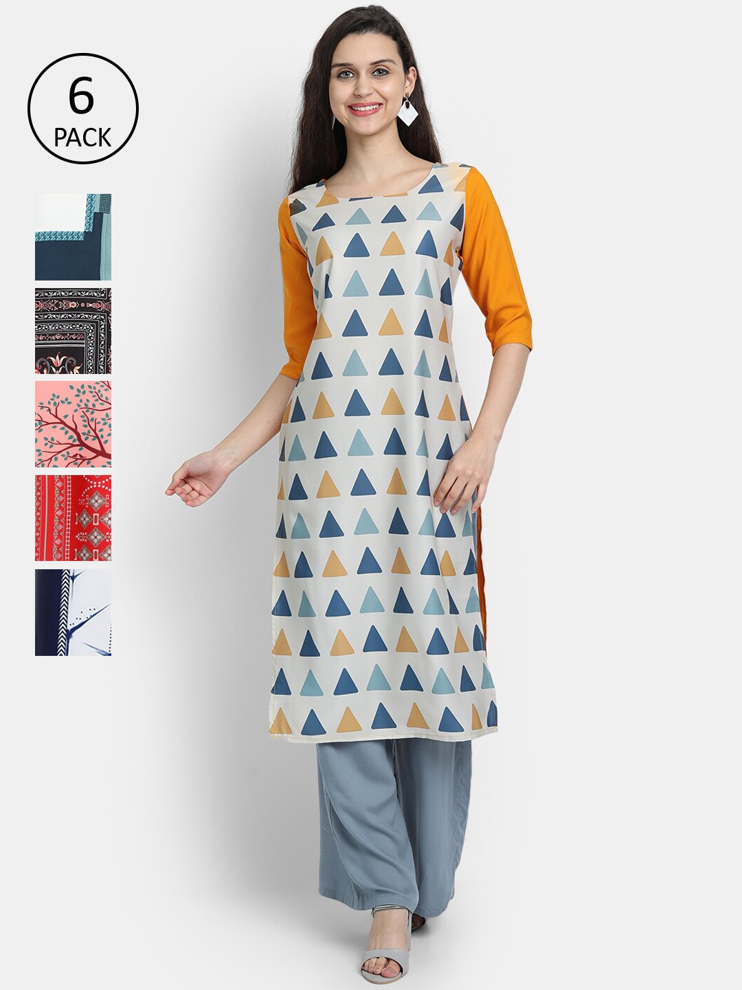 

Ethnic basket Women Multicoloured Printed Crepe Kurta, Multi