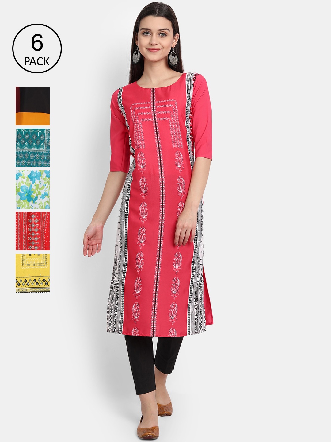 

Ethnic basket Women Multicoloured Ethnic Motifs Printed Crepe Kurta, Multi