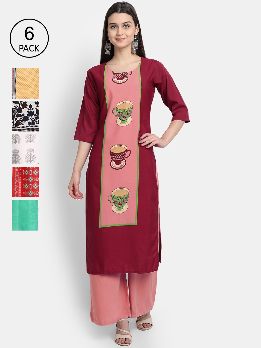 

Ethnic basket Women Multicoloured Pack Of 2 Floral Printed Kurta, Multi