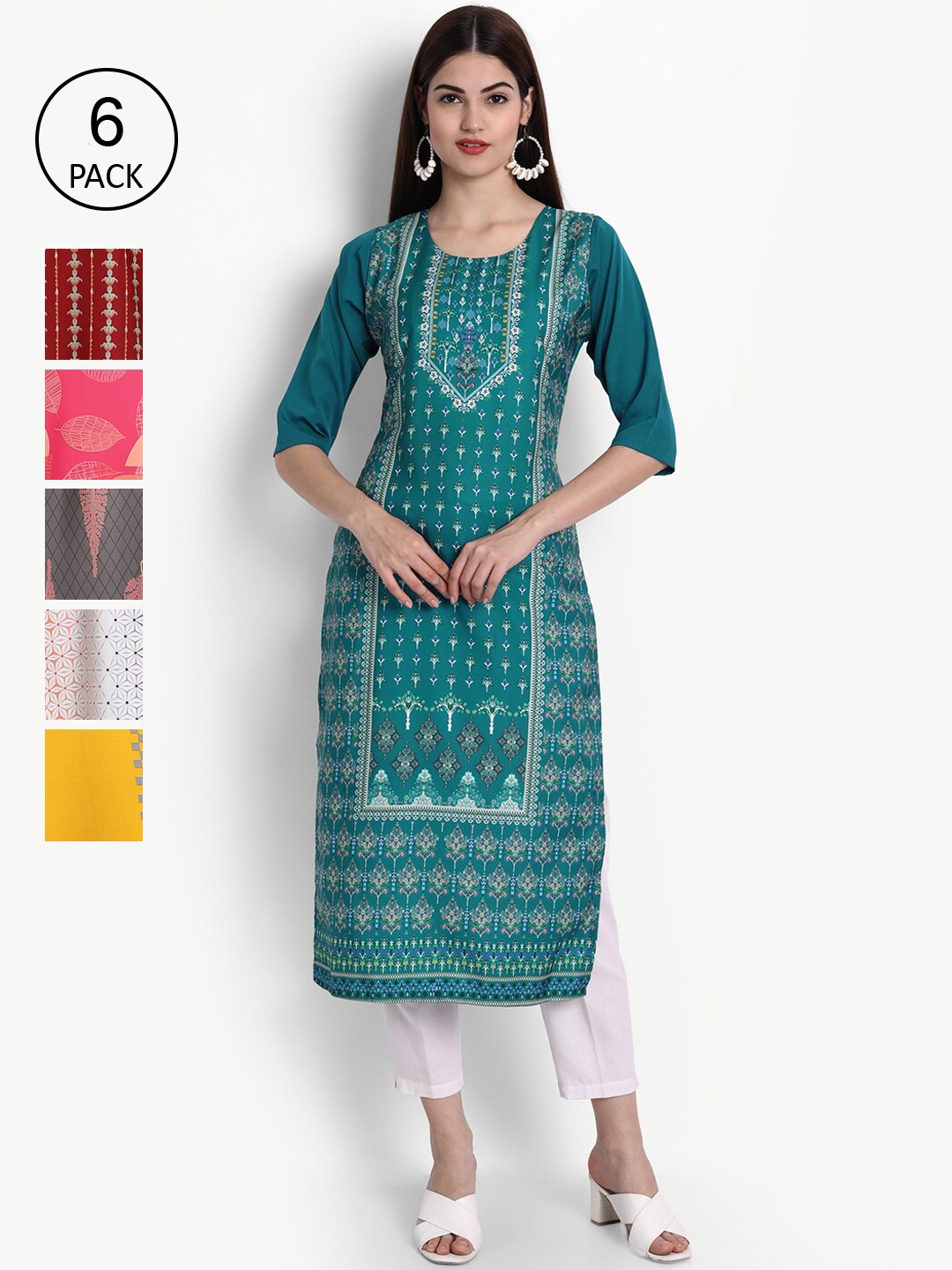 

Ethnic basket Women Multicoloured Geometric Printed Crepe Kurta, Multi