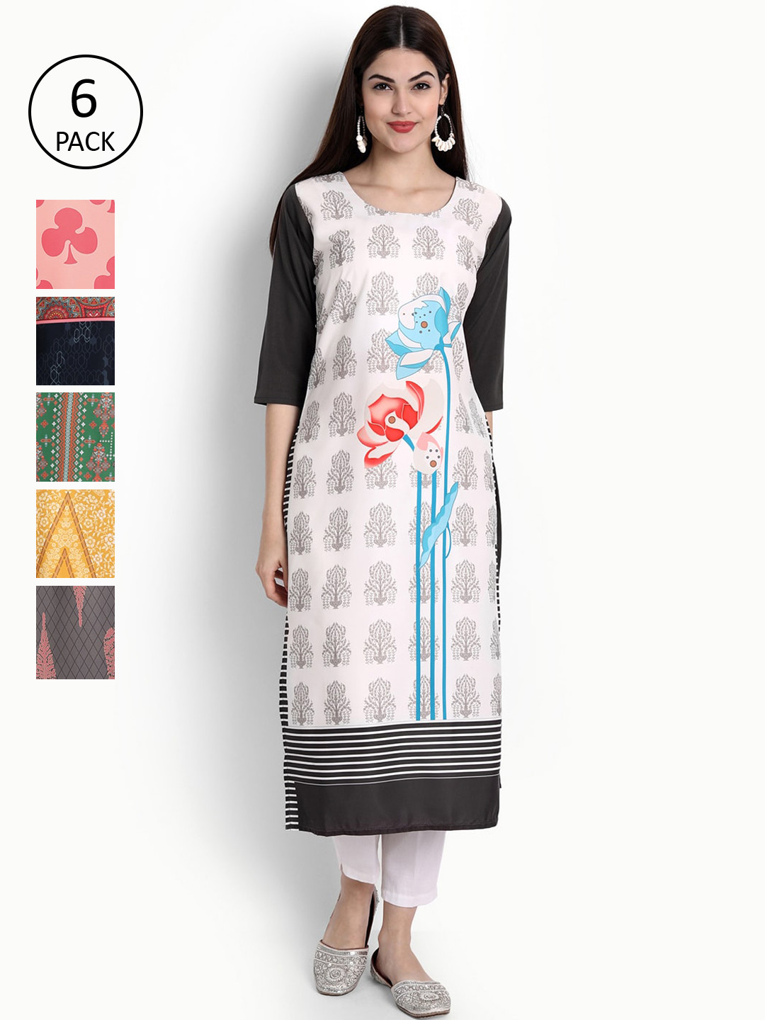 

Ethnic basket Women Multicoloured Floral Printed Crepe Kurta, Multi
