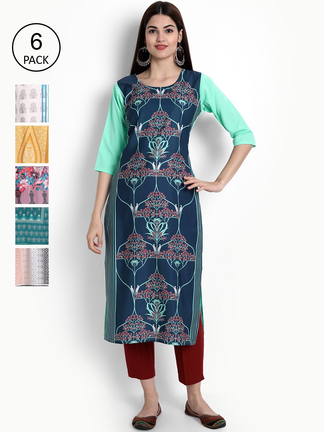 

Ethnic basket Women Multicoloured Ethnic Motifs Printed Crepe Kurta, Multi