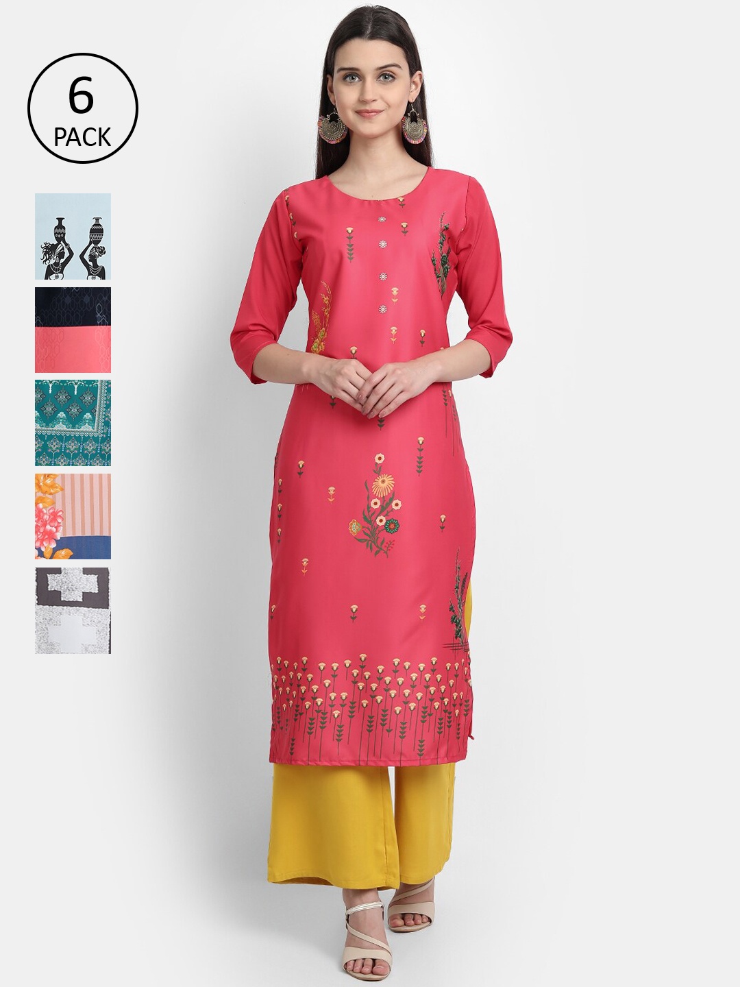 

Ethnic basket Women Multicoloured Quirky Printed Crepe Kurta, Multi