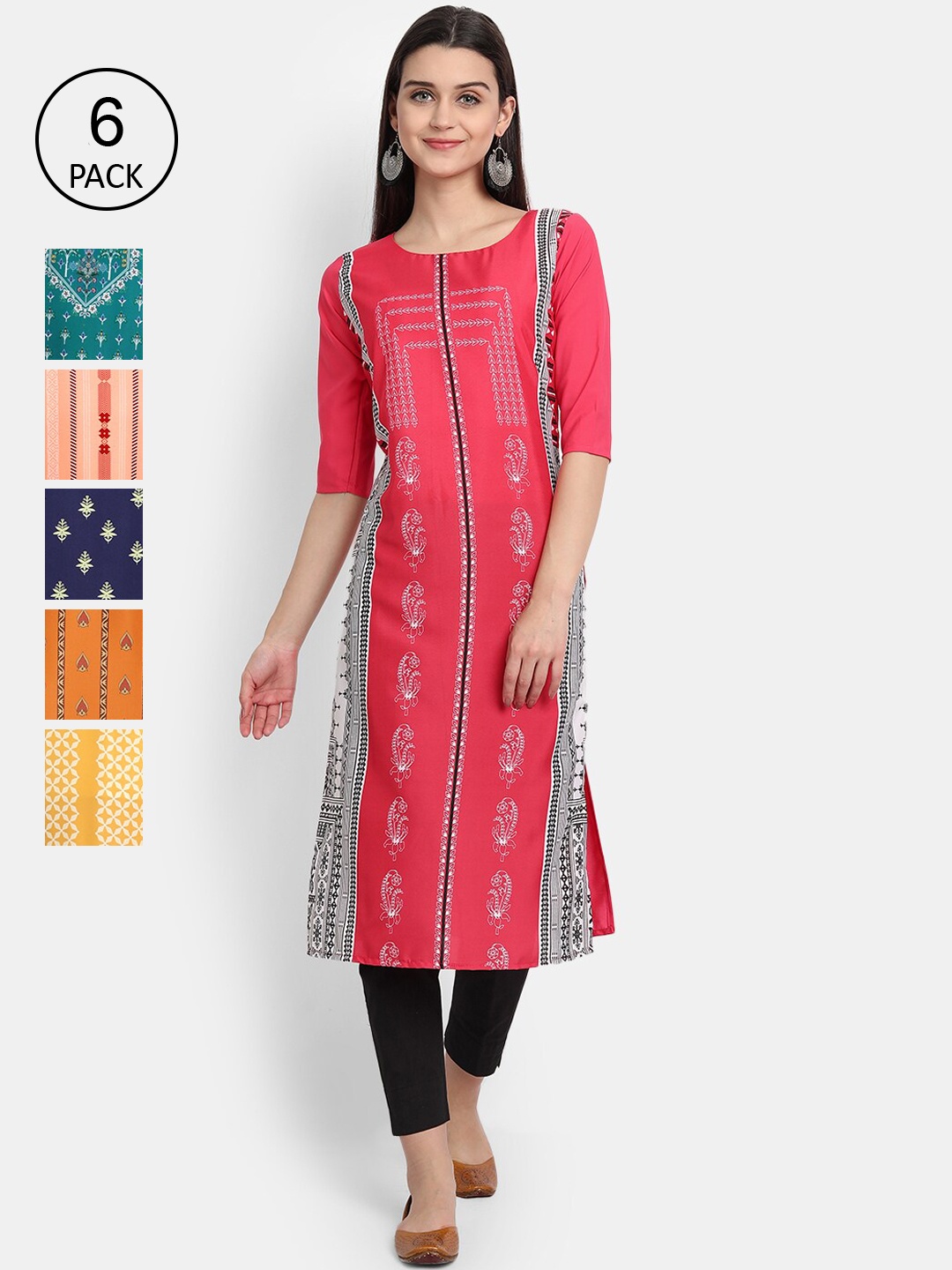 

Ethnic basket Women Multicoloured Ethnic Motifs Printed Crepe Kurta, Multi