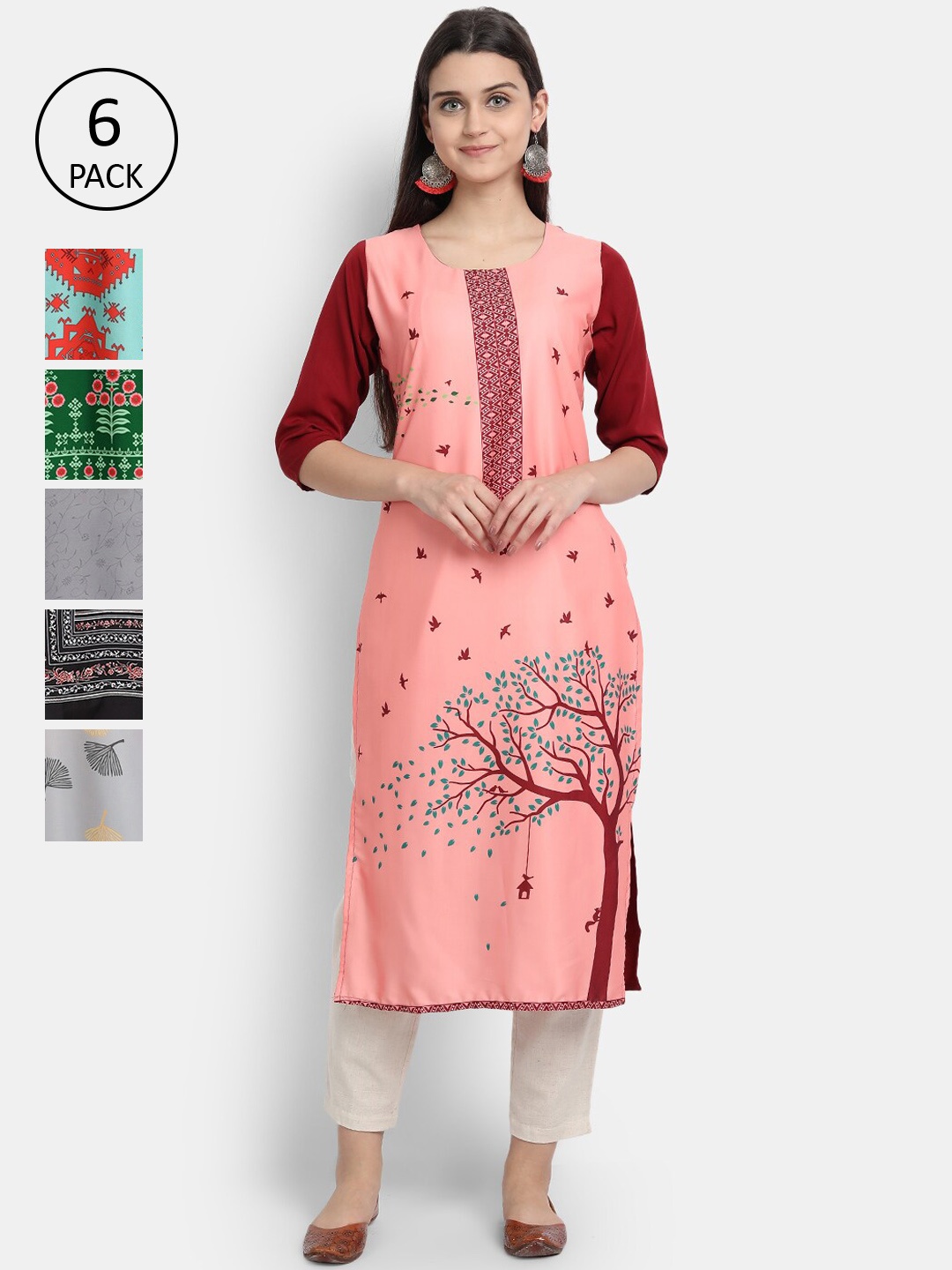 

Ethnic basket Women Multicoloured Floral Printed Crepe Kurta, Multi