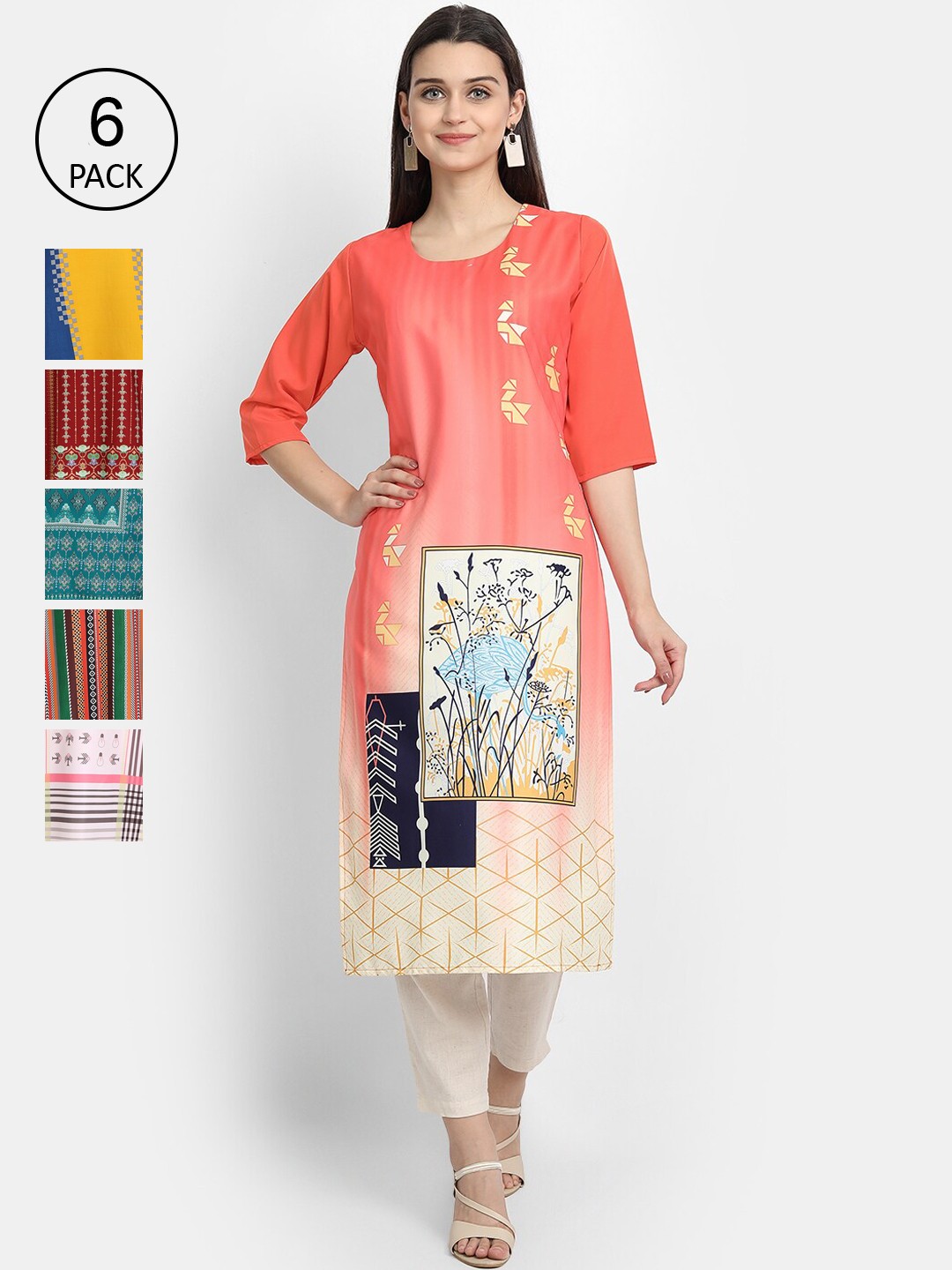 

Ethnic basket Women Multicoloured Quirky Printed Crepe Kurta, Multi