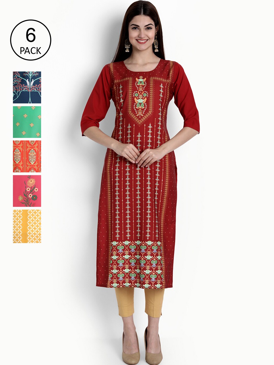 

Ethnic basket Women Multicoloured Geometric Printed Crepe Kurta, Multi