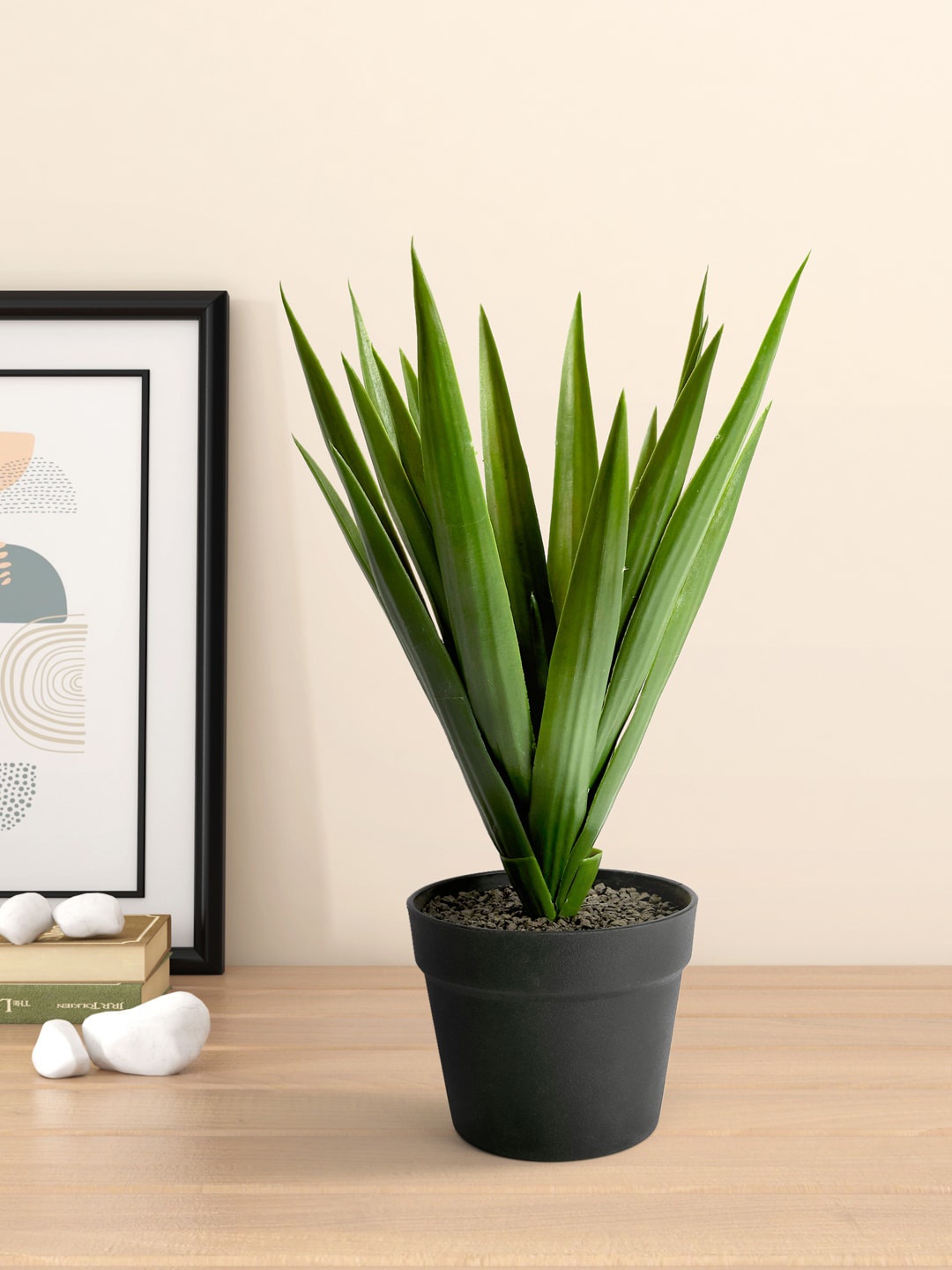

Living scapes by Pantaloons Green & Black Artificial Flower Plant With Pot