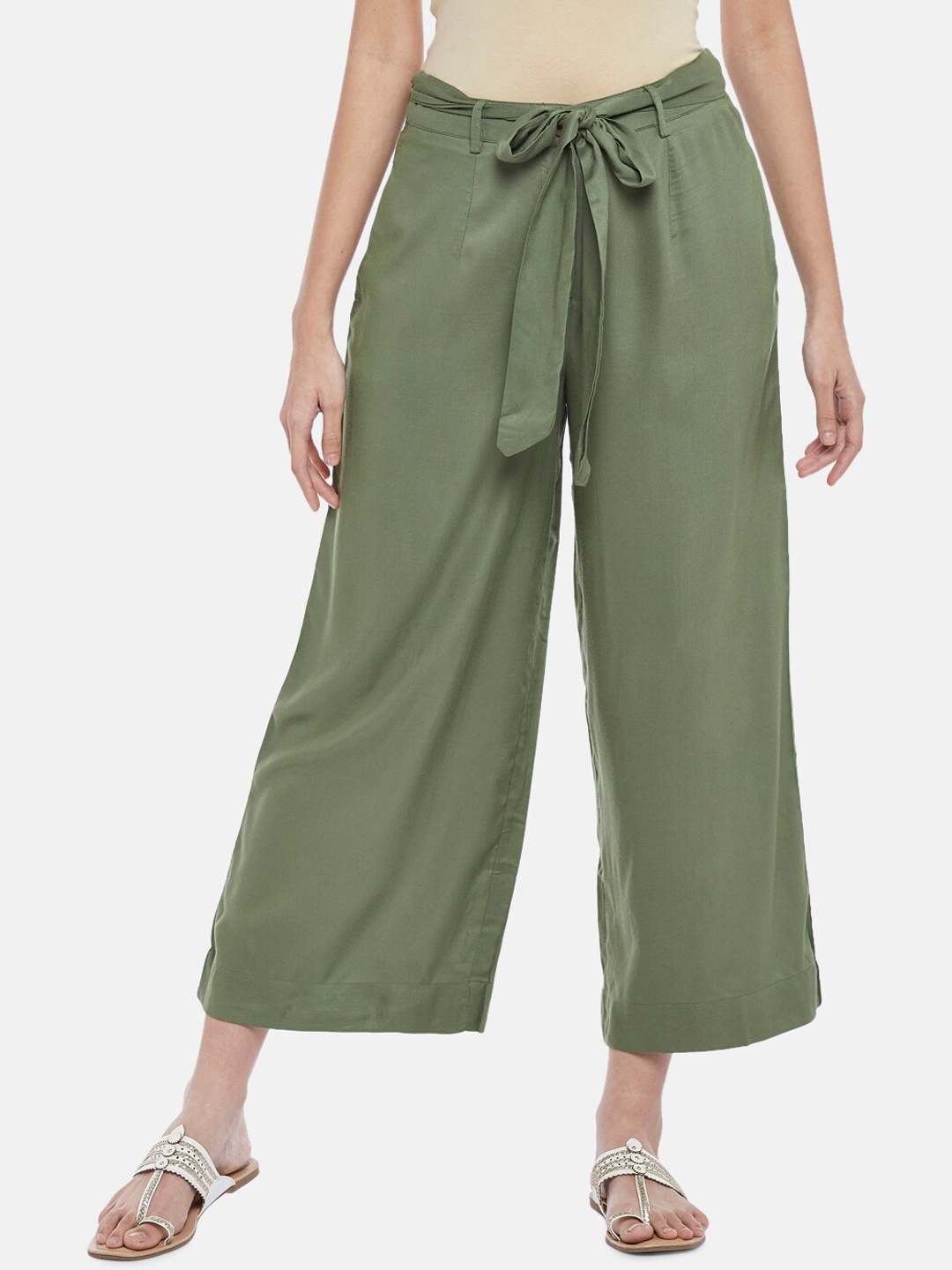 

AKKRITI BY PANTALOONS Women Olive Green Trousers
