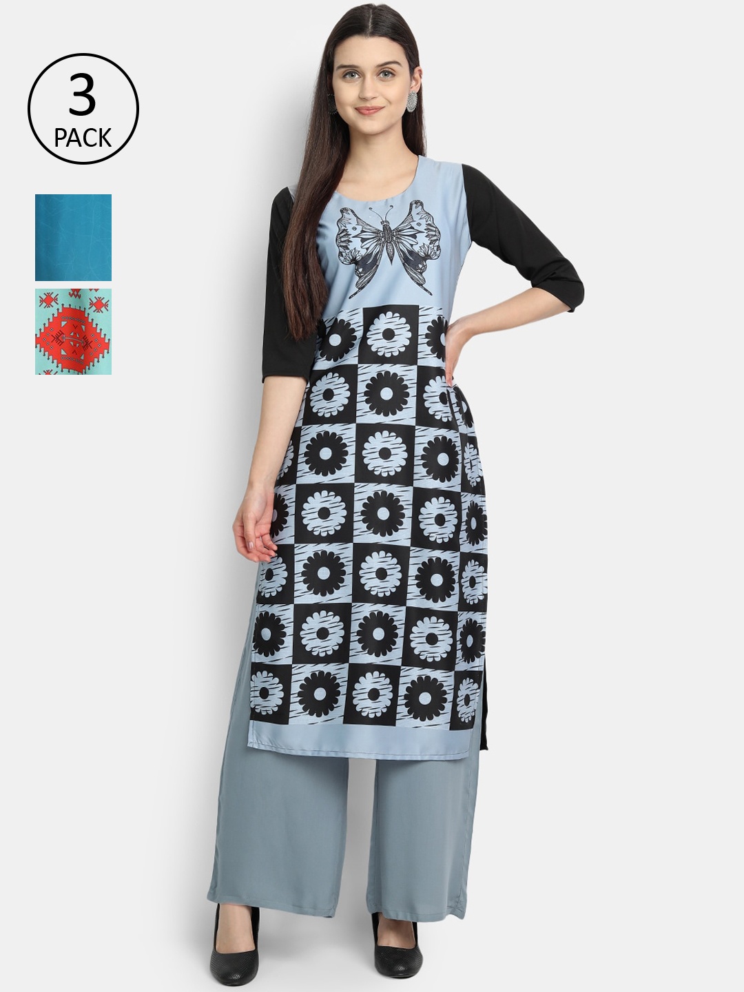 

Ethnic basket Women Multicoloured Geometric Printed Crepe Kurta, Multi