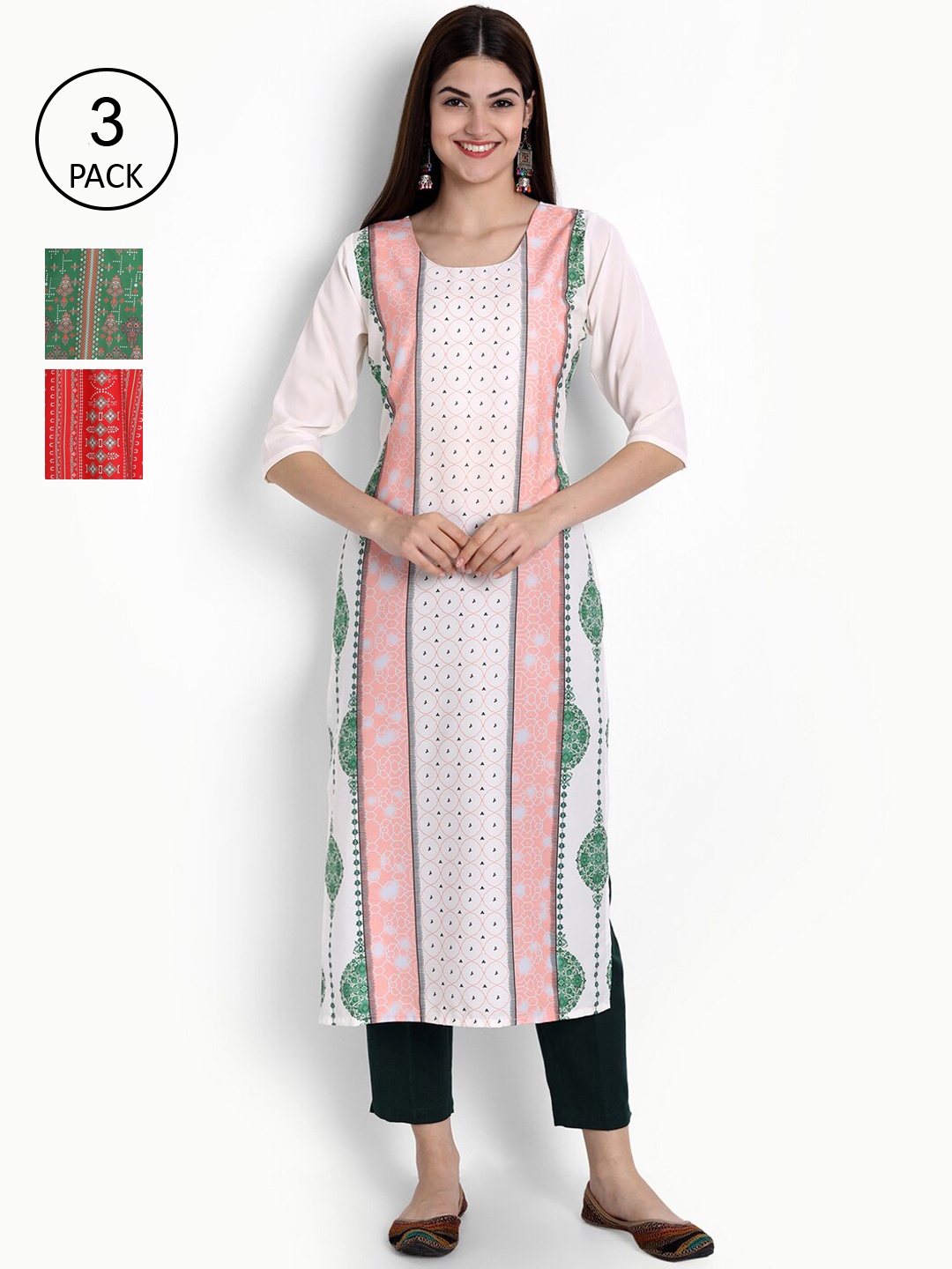 

Ethnic basket Women Multicoloured Colourblocked Crepe Kurta, Multi