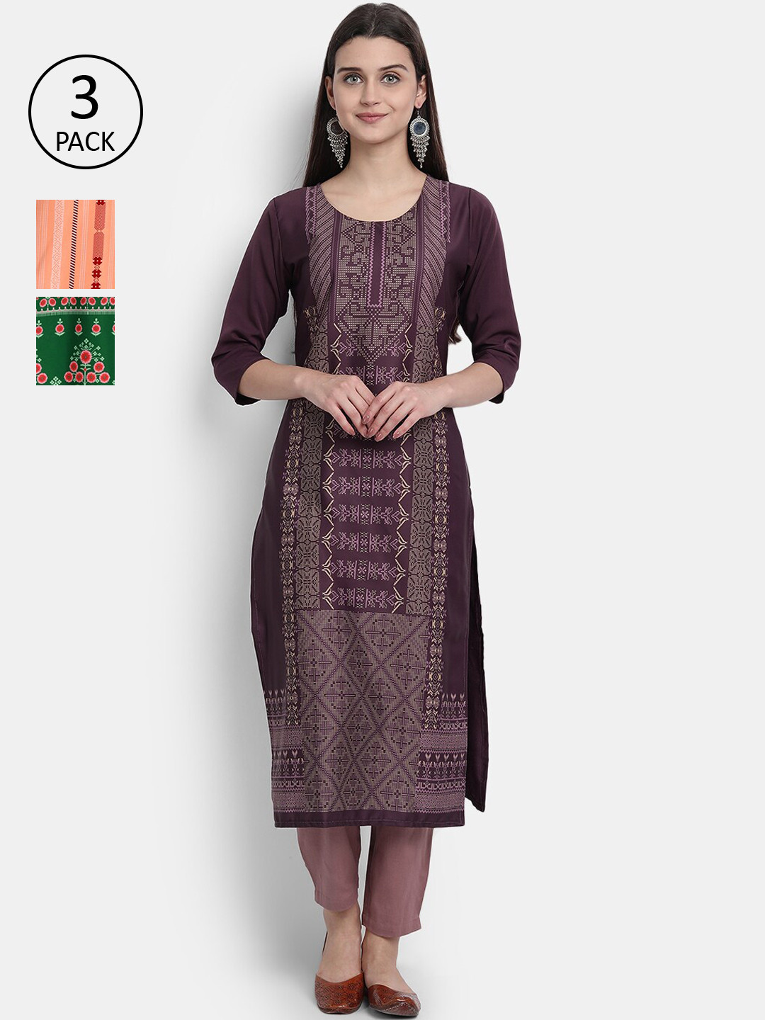 

Ethnic basket Women Multicoloured Quirky Printed Crepe Kurta, Multi
