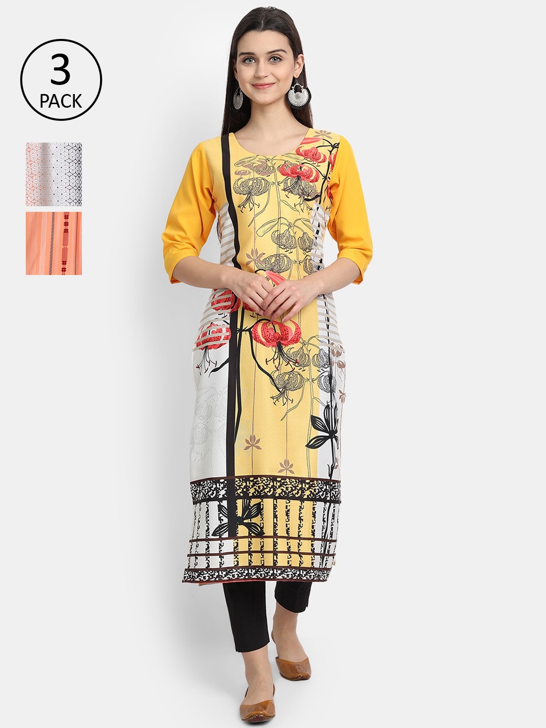 

Ethnic basket Women Multicoloured Ethnic Motifs Printed Patchwork Crepe Kurta, Multi