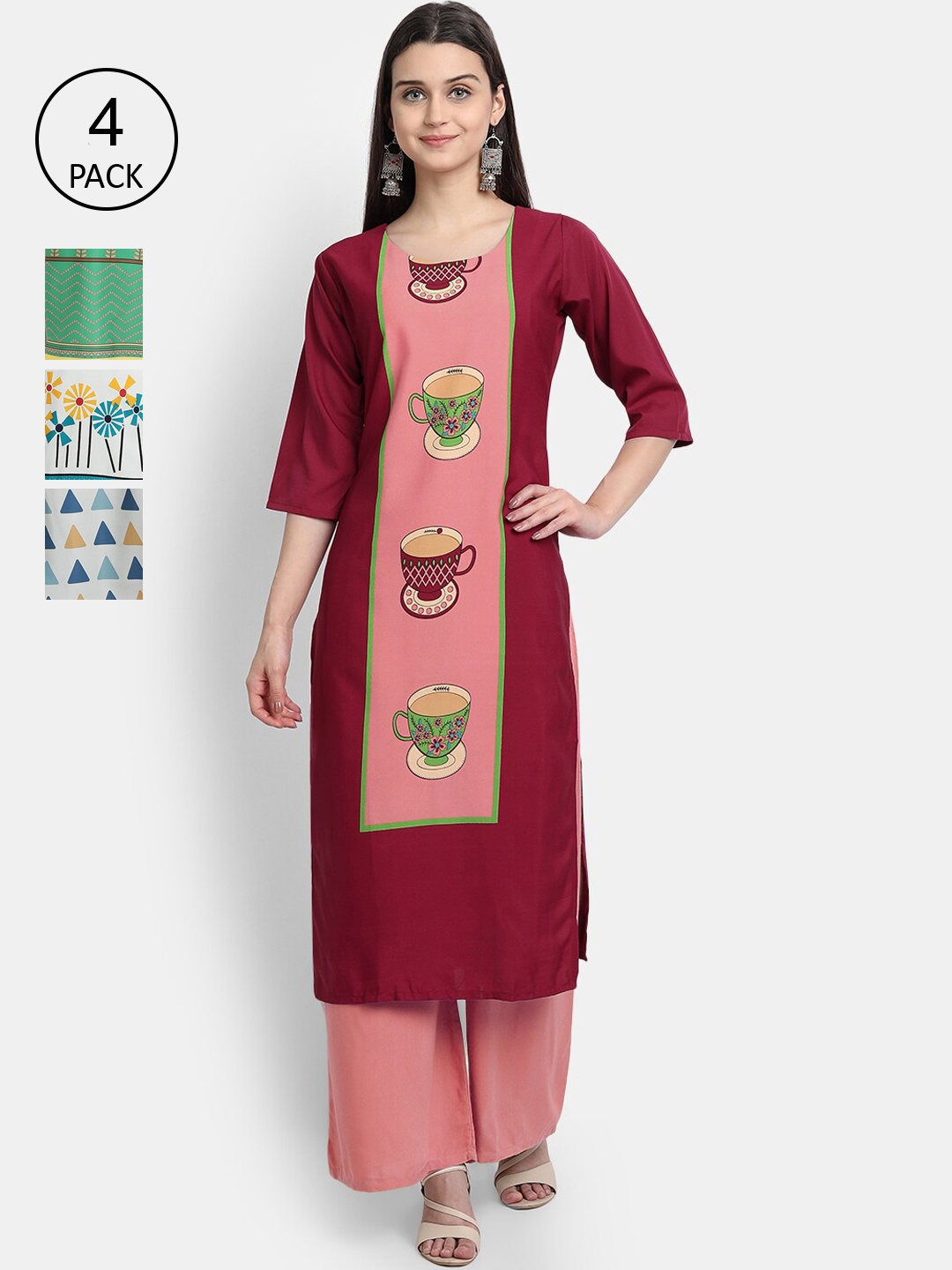 

Ethnic basket Women Multicoloured Geometric Printed Crepe Kurta, Multi