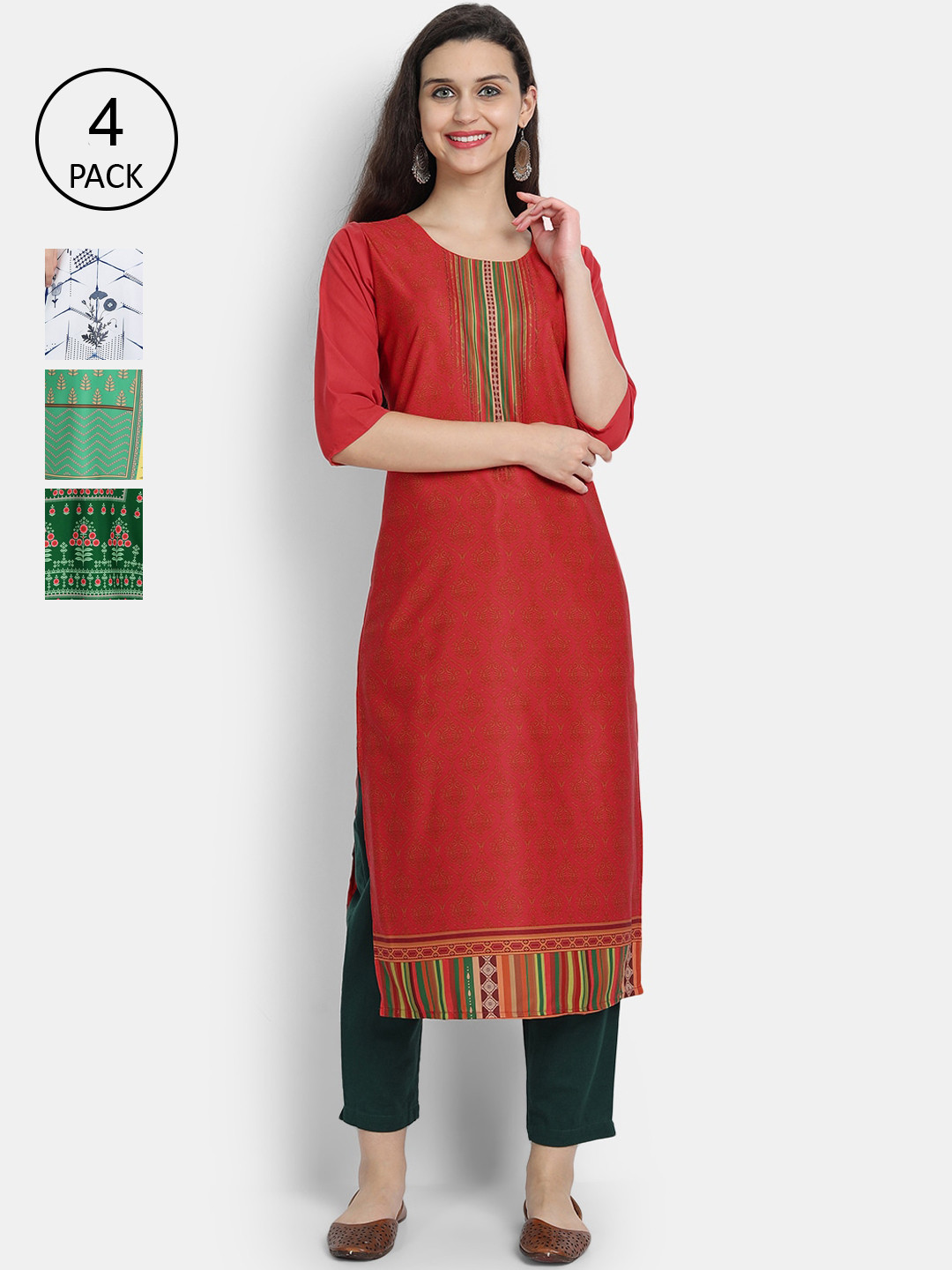

Ethnic basket Women Multicoloured Geometric Printed Crepe Kurta, Multi