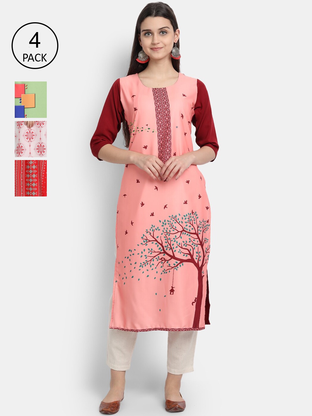 

Ethnic basket Women Multicoloured Floral Printed Crepe Kurta, Multi