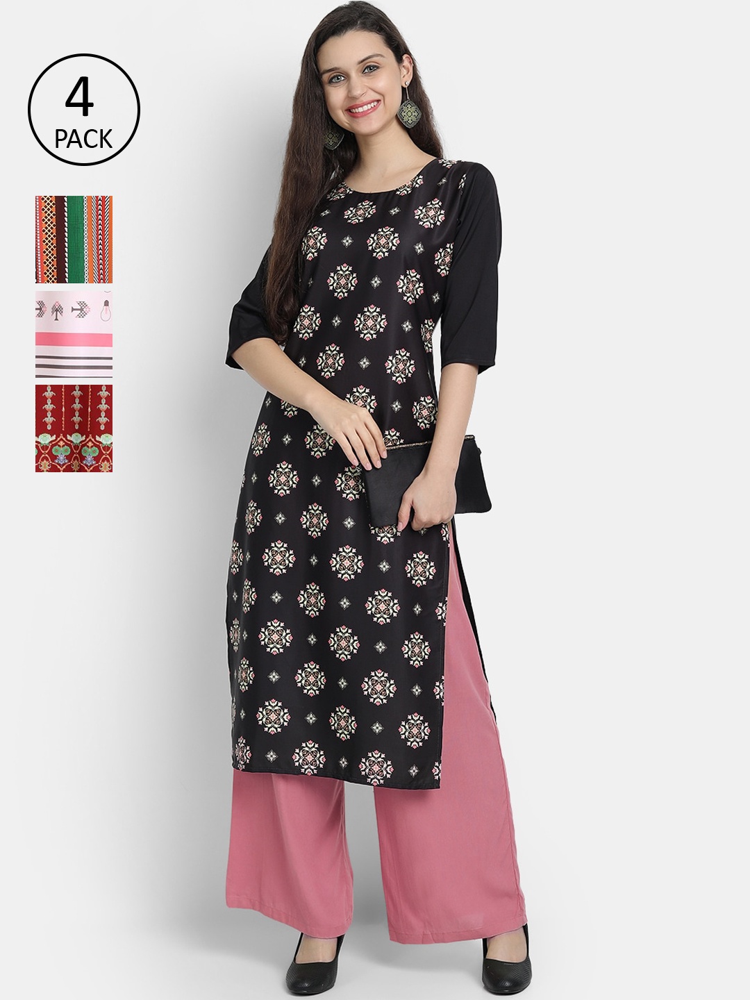 

Ethnic basket Women Multicoloured Ethnic Motifs Printed Crepe Kurta, Multi