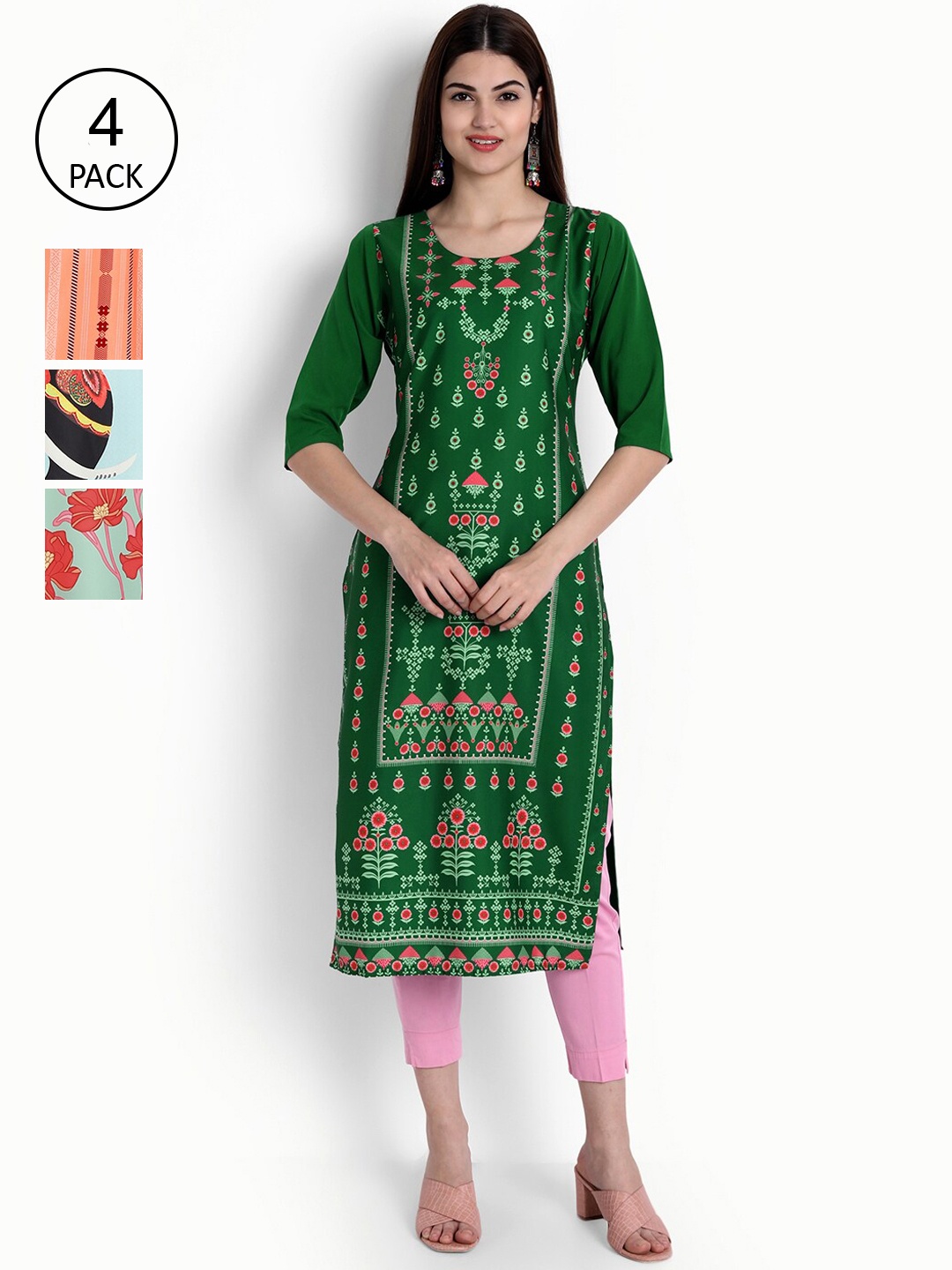

Ethnic basket Women Multicoloured Floral Printed Crepe Kurta, Multi
