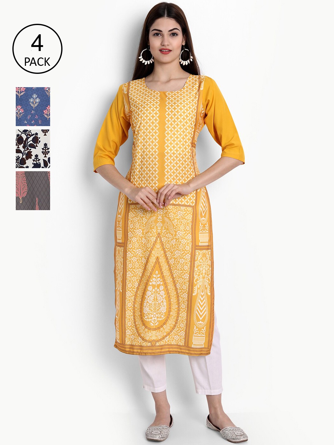 

Ethnic basket Women Multicoloured Quirky Printed Crepe Kurta, Multi