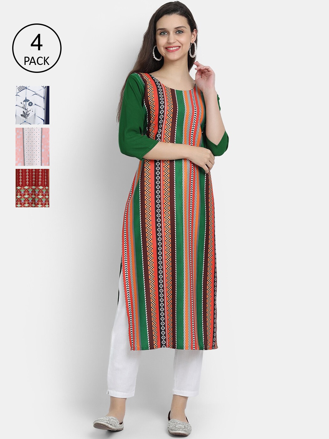 

Ethnic basket Women Multicoloured Printed Crepe Kurta, Multi