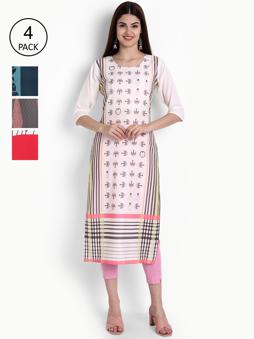 

Ethnic basket Women Multicoloured Ethnic Motifs Printed Crepe Kurta, Multi