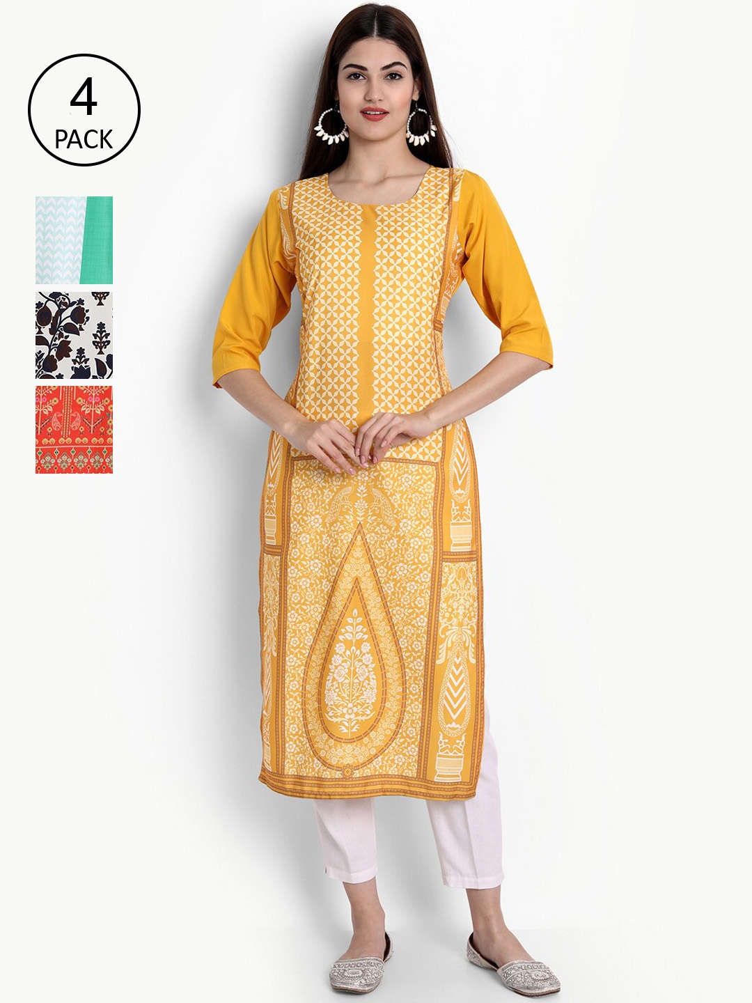 

Ethnic basket Women Multicoloured Quirky Printed Crepe Kurta, Multi