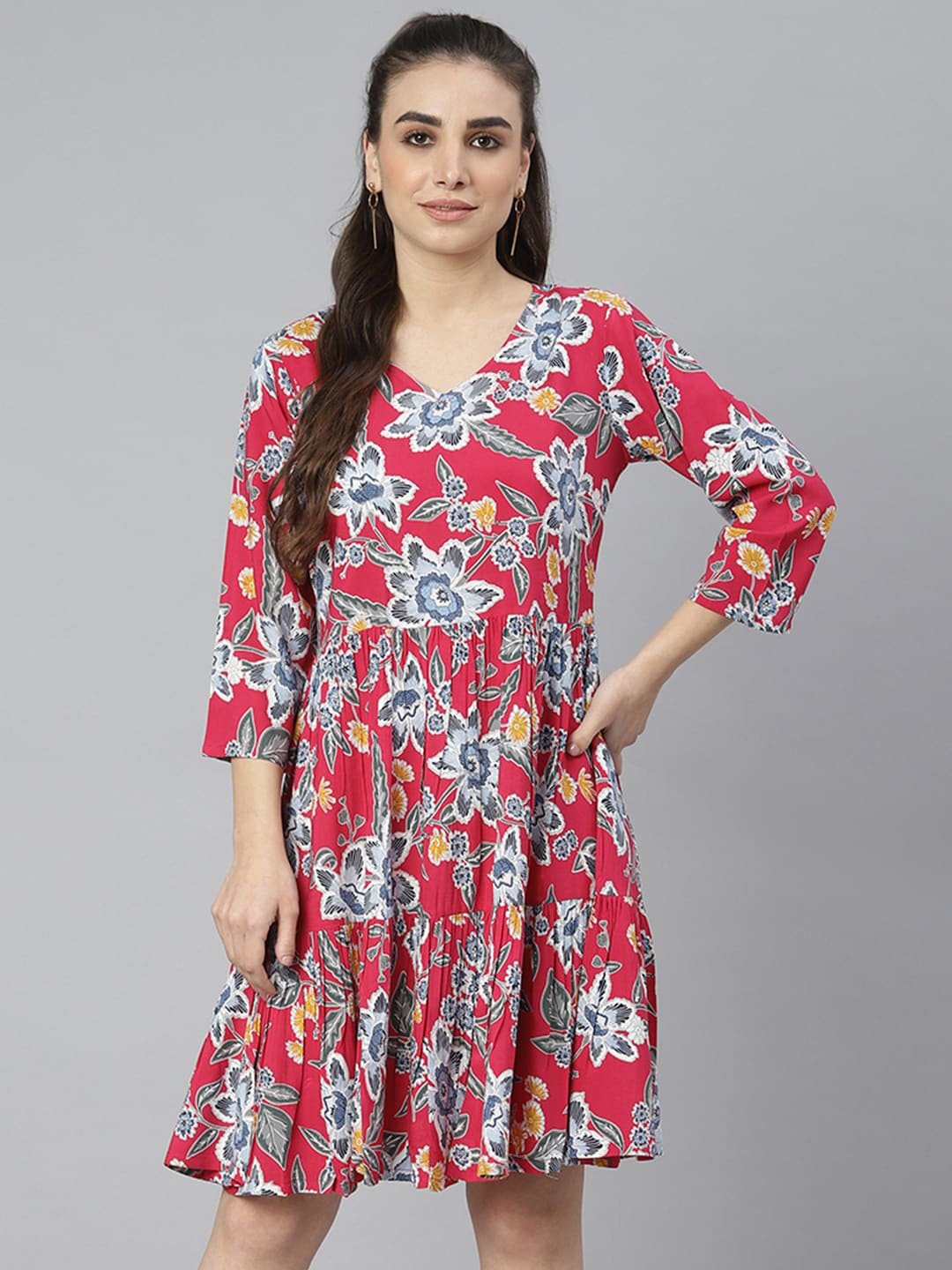 DEEBACO Women Red Floral Dress