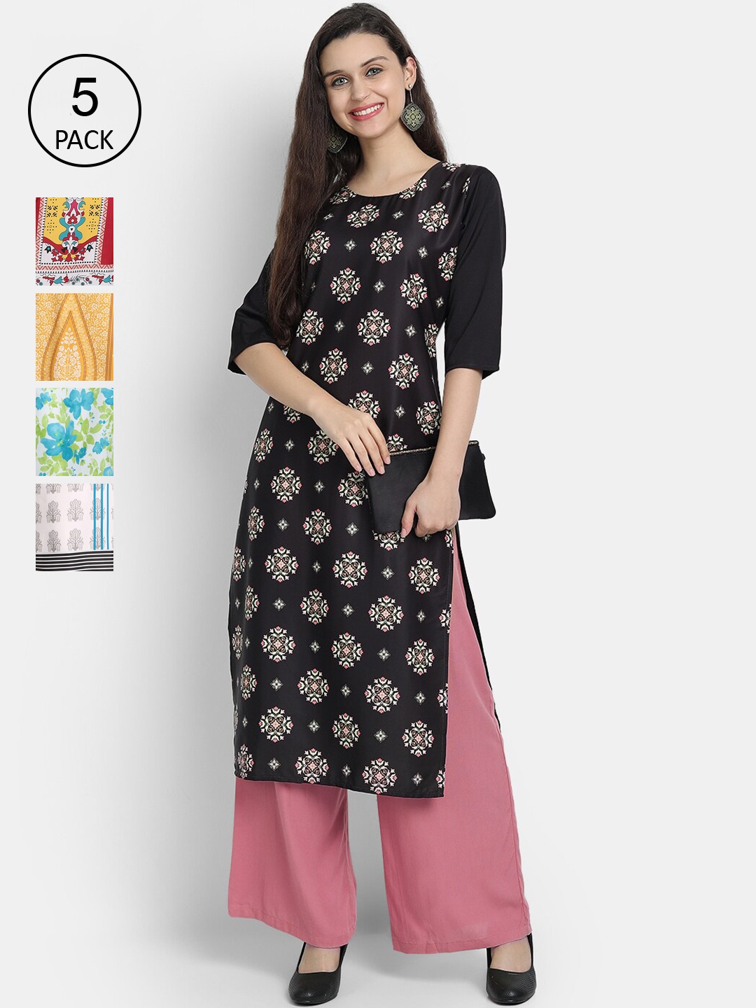 

Ethnic basket Women Multicoloured Ethnic Motifs Printed Crepe Kurta, Multi