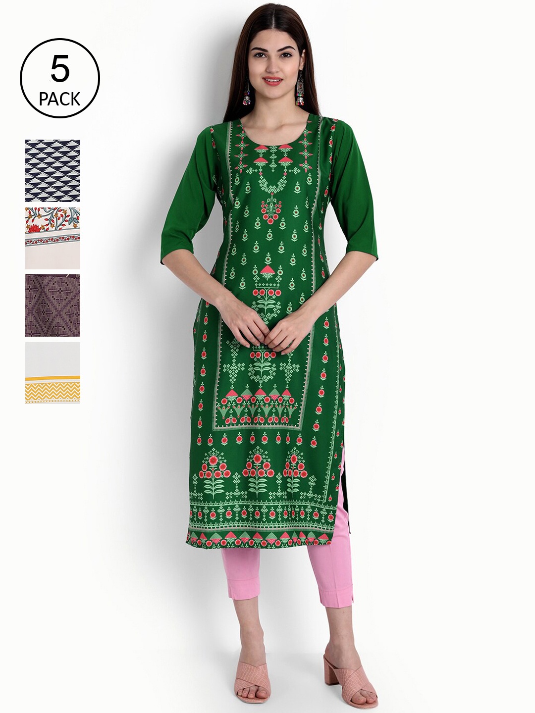 

Ethnic basket Women Multicoloured Quirky Printed Crepe Kurta, Multi