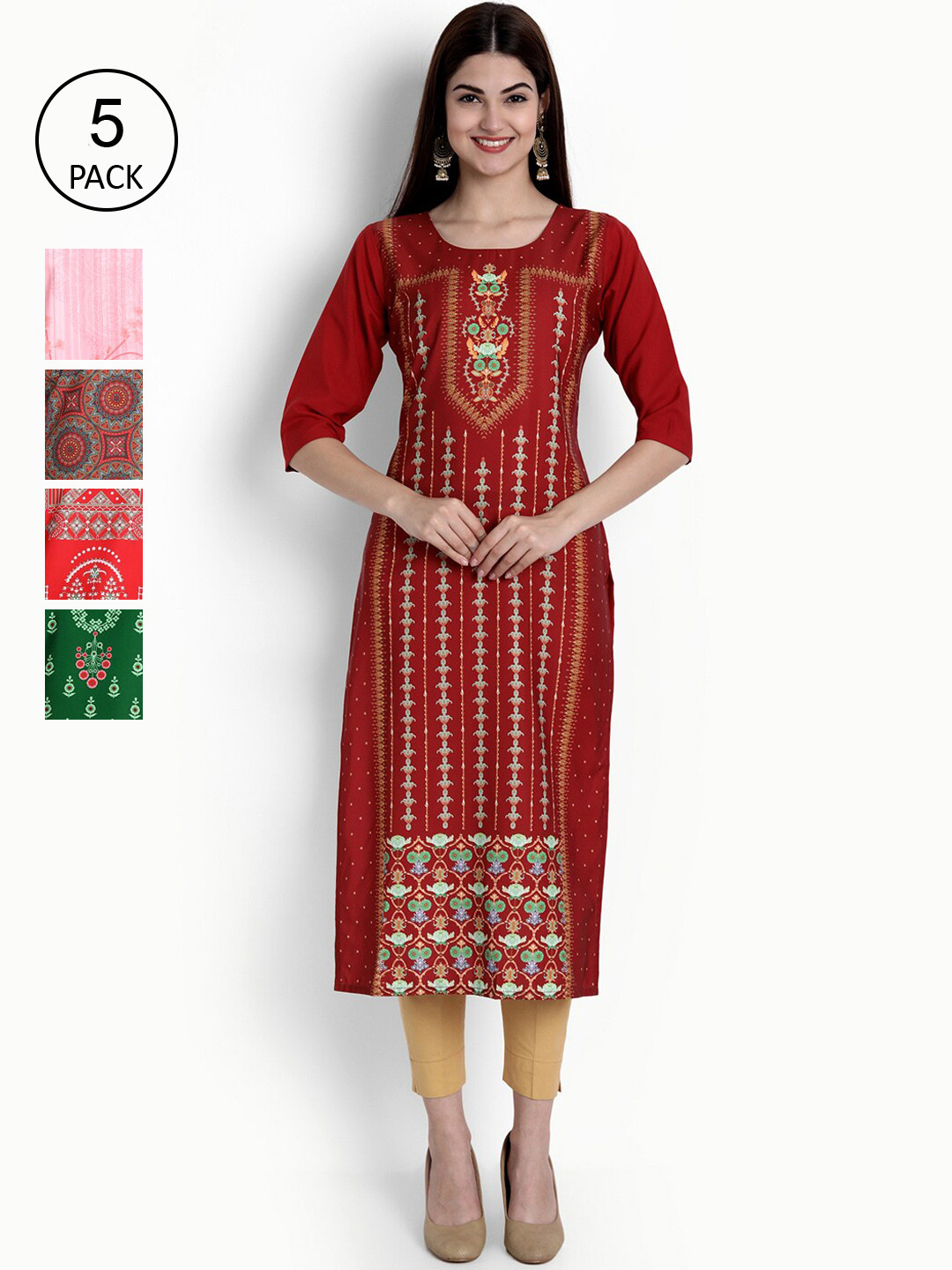 

Ethnic basket Women Multicoloured Ethnic Motifs Embroidered Crepe Kurta, Multi