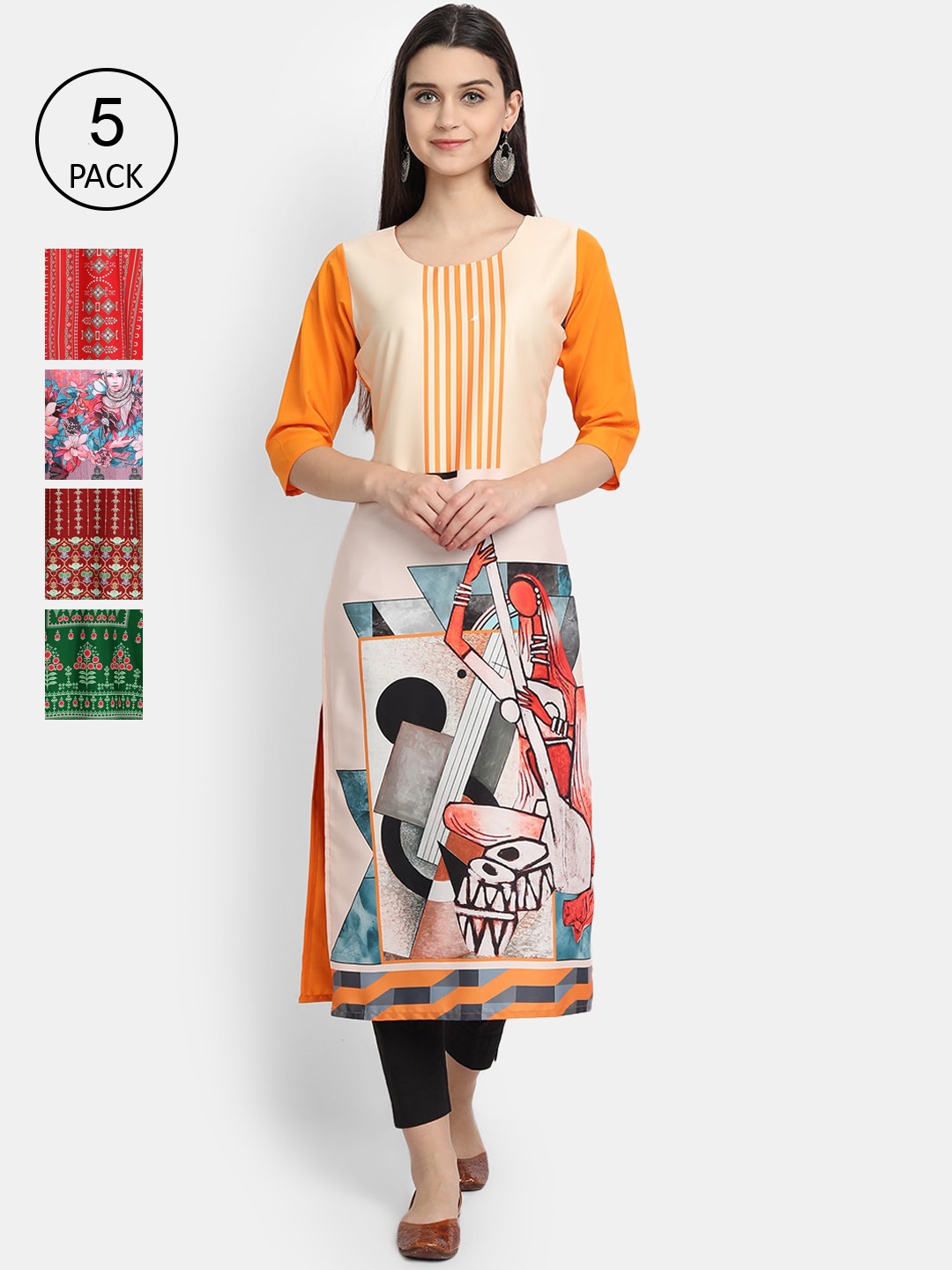 

Ethnic basket Women Multicoloured Ethnic Motifs Printed Crepe Kurta, Multi