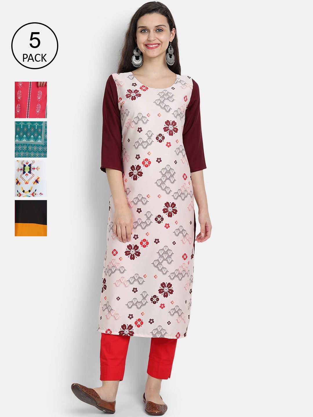 

Ethnic basket Women Multicoloured Floral Printed Crepe Kurta, Multi