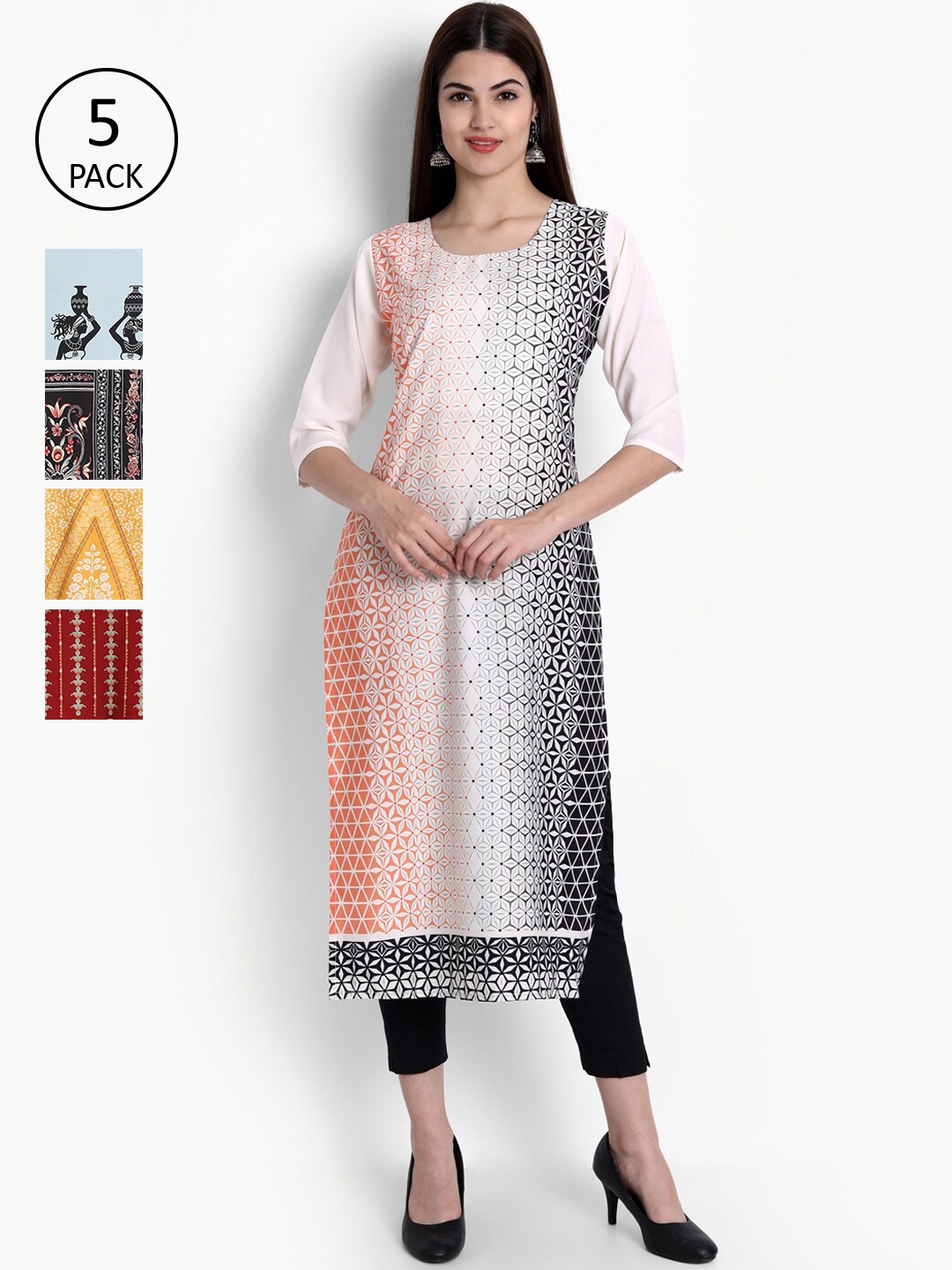 

Ethnic basket Women Multicoloured Quirky Printed Crepe Kurta, Multi