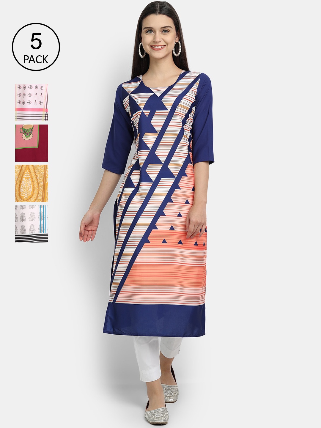 

Ethnic basket Women Multicoloured Quirky Printed Crepe Kurta, Multi