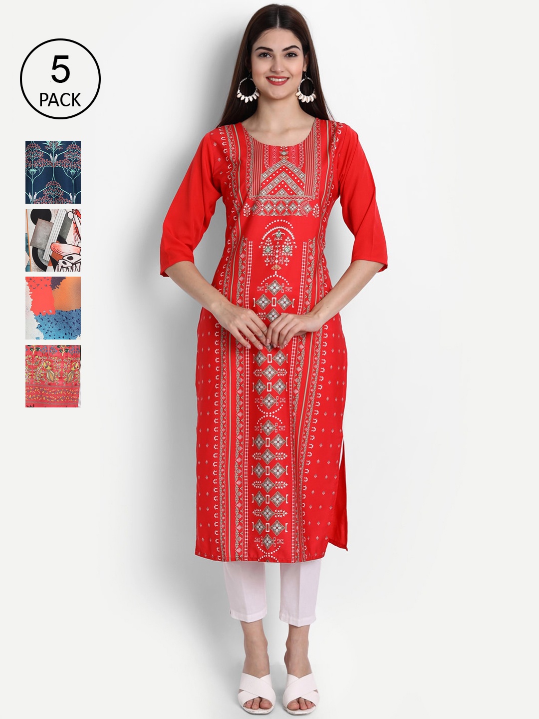 

Ethnic basket Women Multicoloured Ethnic Motifs Printed Crepe Kurta, Multi