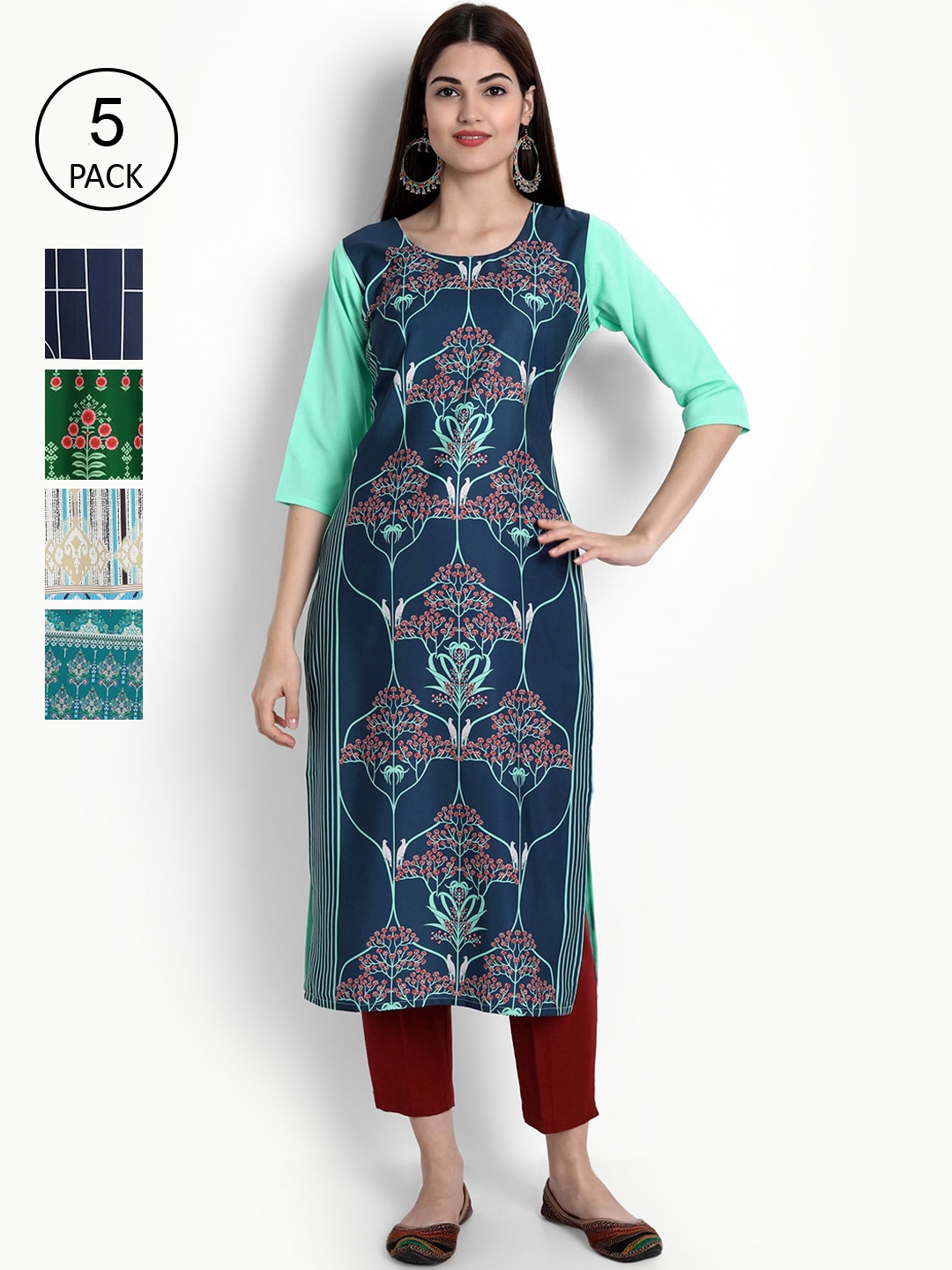 

Ethnic basket Women Multicoloured Quirky Printed Crepe Kurta, Multi
