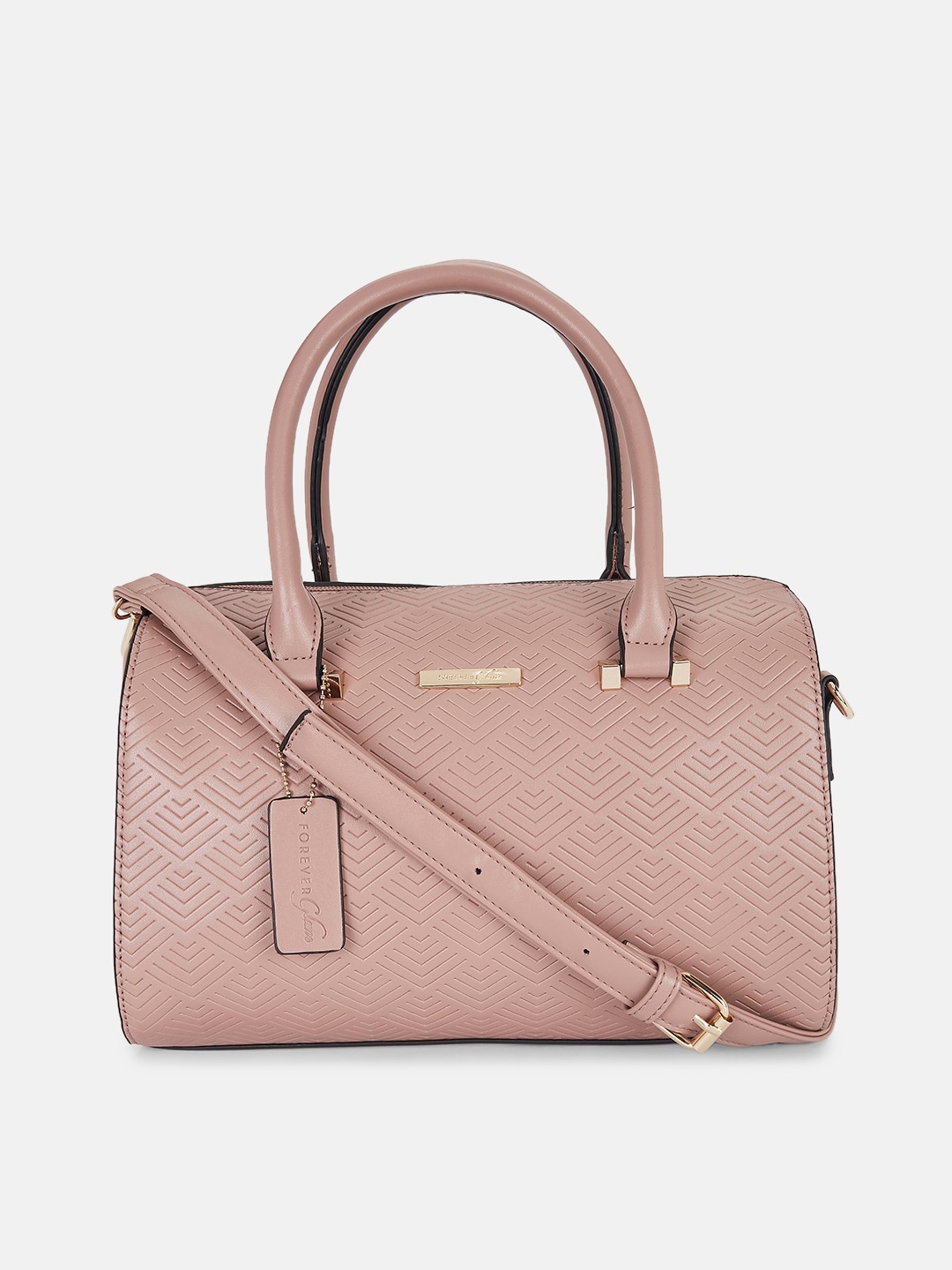 

Forever Glam by Pantaloons Pink Textured Structured Handheld Bag