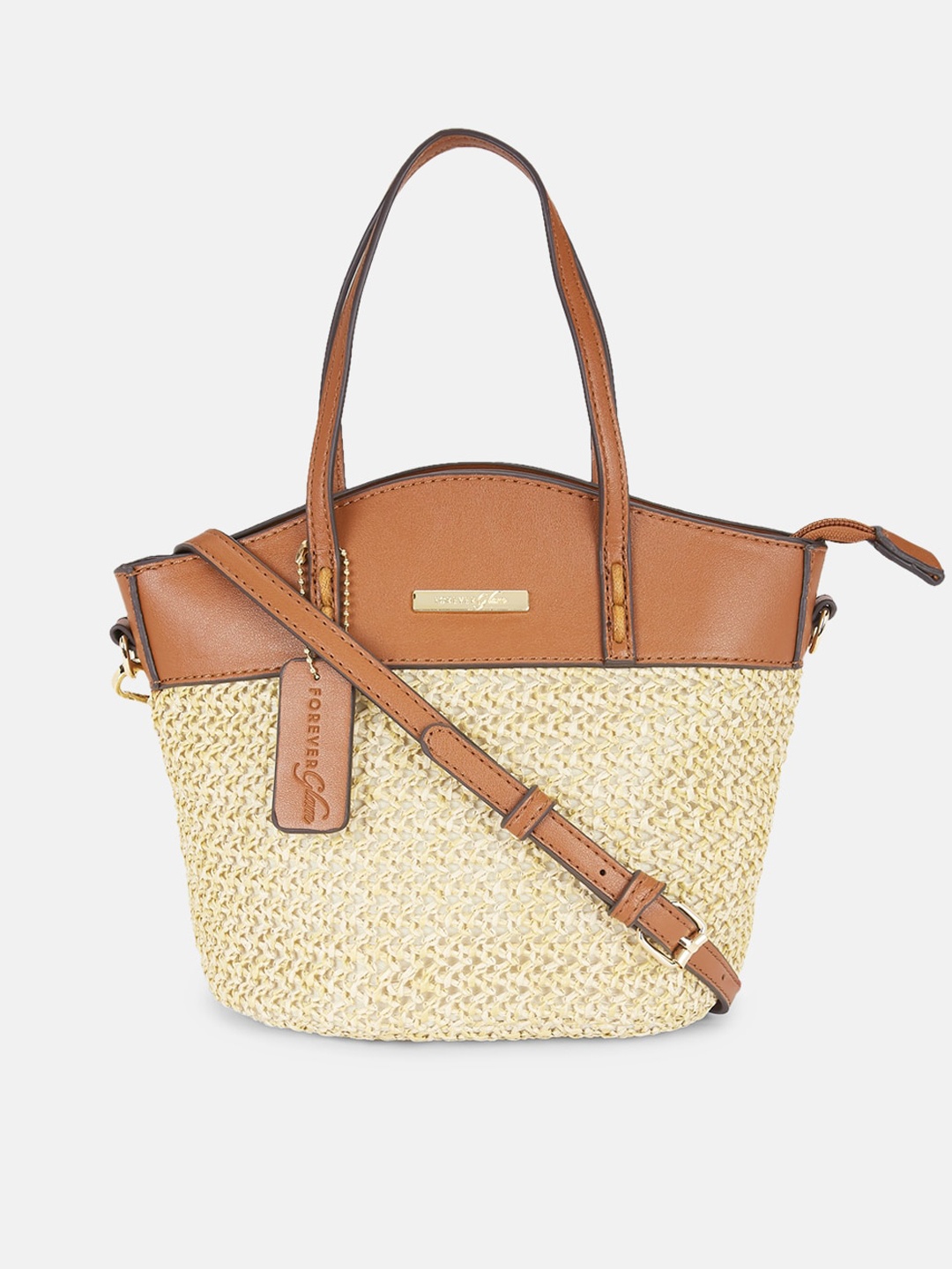 

Forever Glam by Pantaloons Tan & Cream-Coloured Textured Structured Shoulder Bag