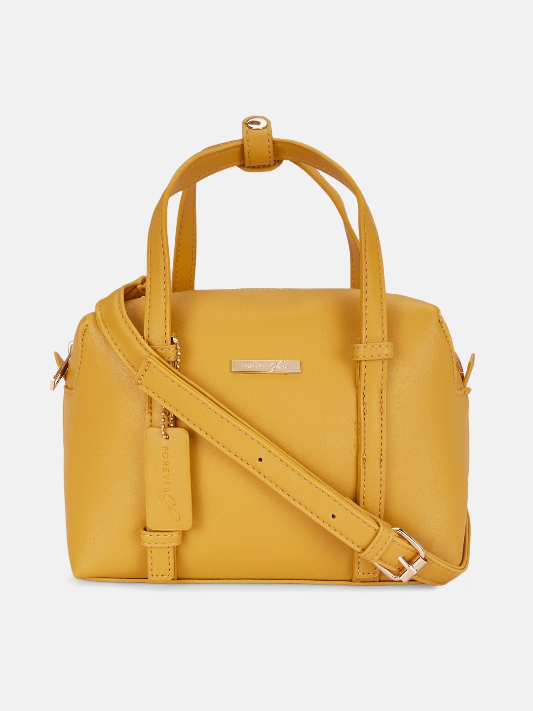 

Forever Glam by Pantaloons Mustard Structured Handheld Bag with Tasselled