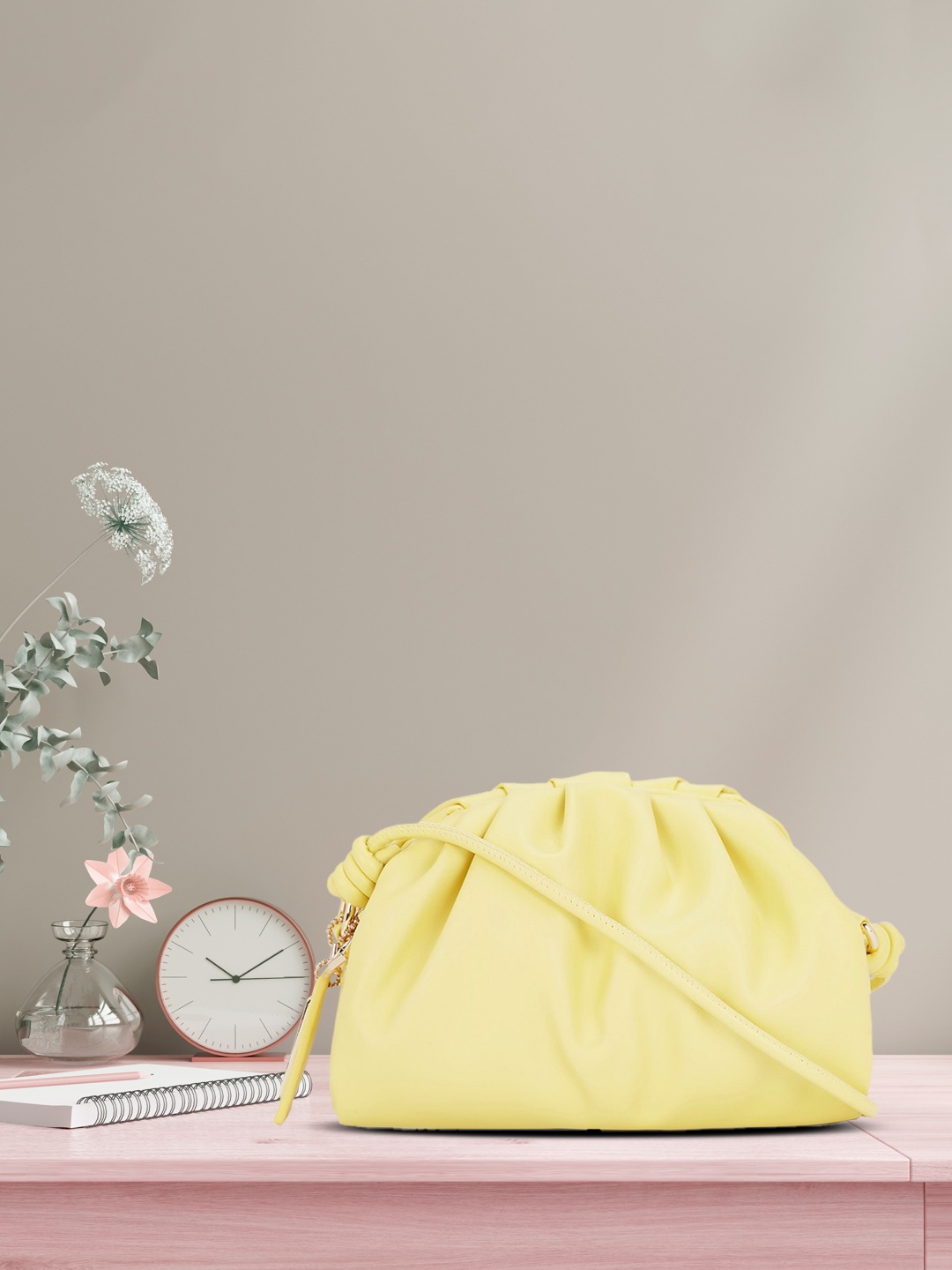 

Forever Glam by Pantaloons Yellow Structured Sling Bag