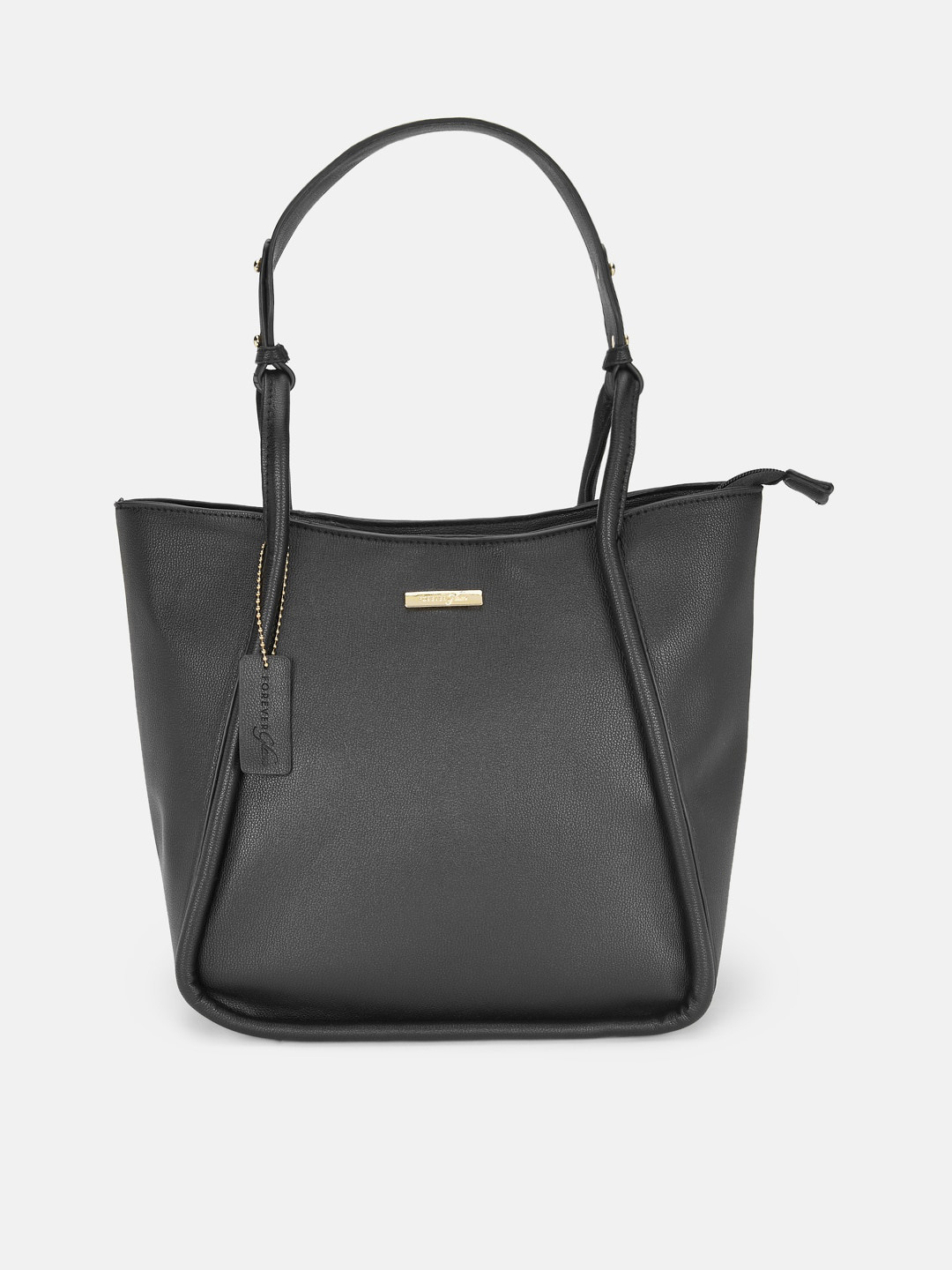 

Forever Glam by Pantaloons Women Black Textured Structured Tote Bag