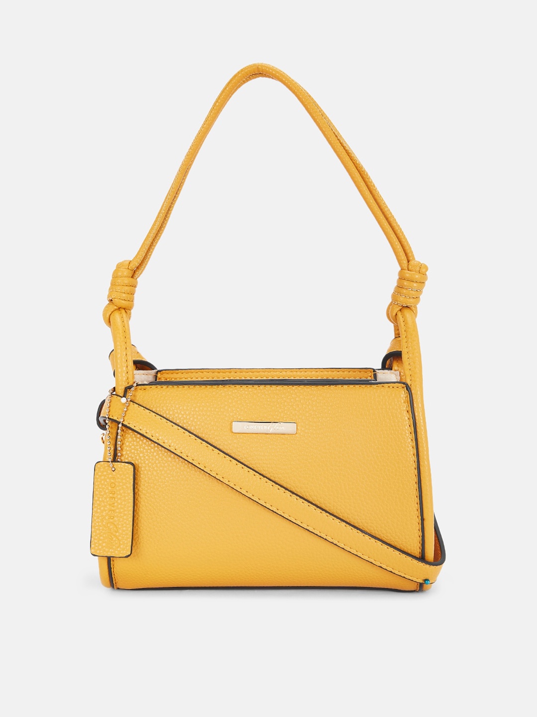 

Forever Glam by Pantaloons Mustard Structured Satchel Bag