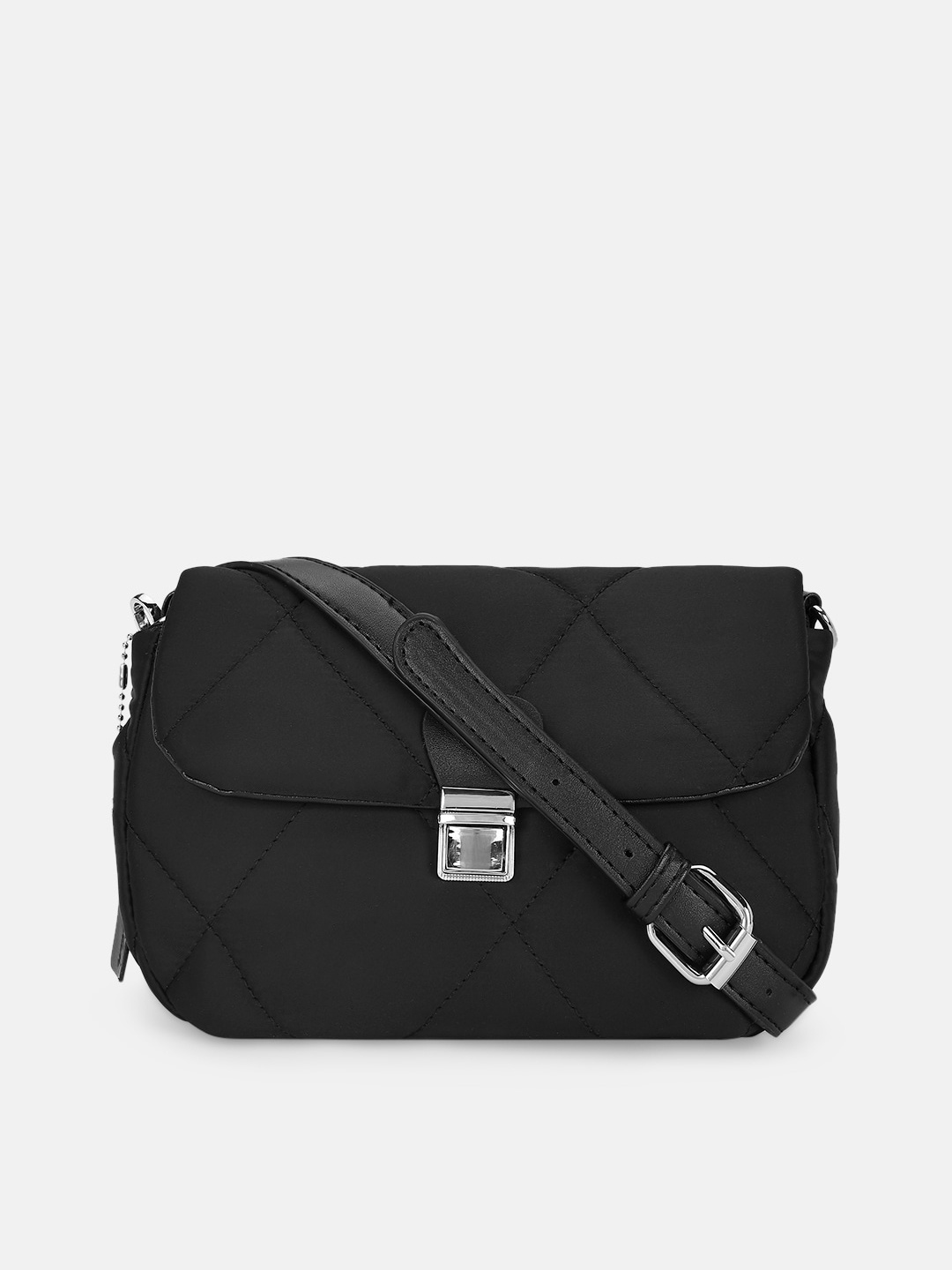 

Forever Glam by Pantaloons Black Structured Sling Bag with Quilted