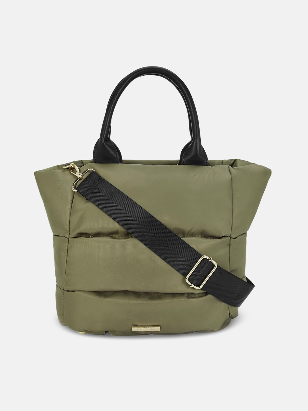 

Forever Glam by Pantaloons Olive Green & Black Structured Handheld Bag