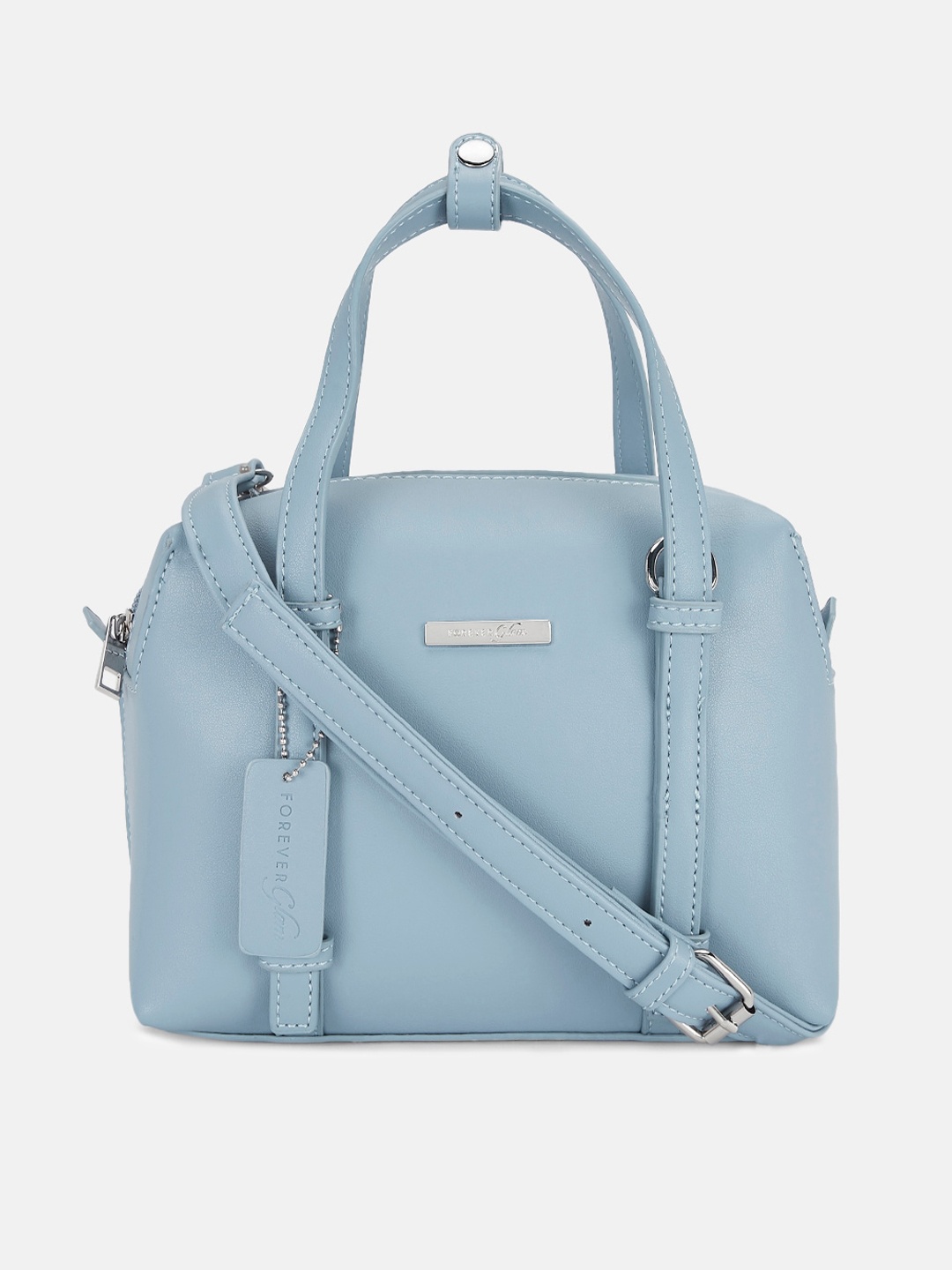 

Forever Glam by Pantaloons Blue Textured Structured Handheld Bag
