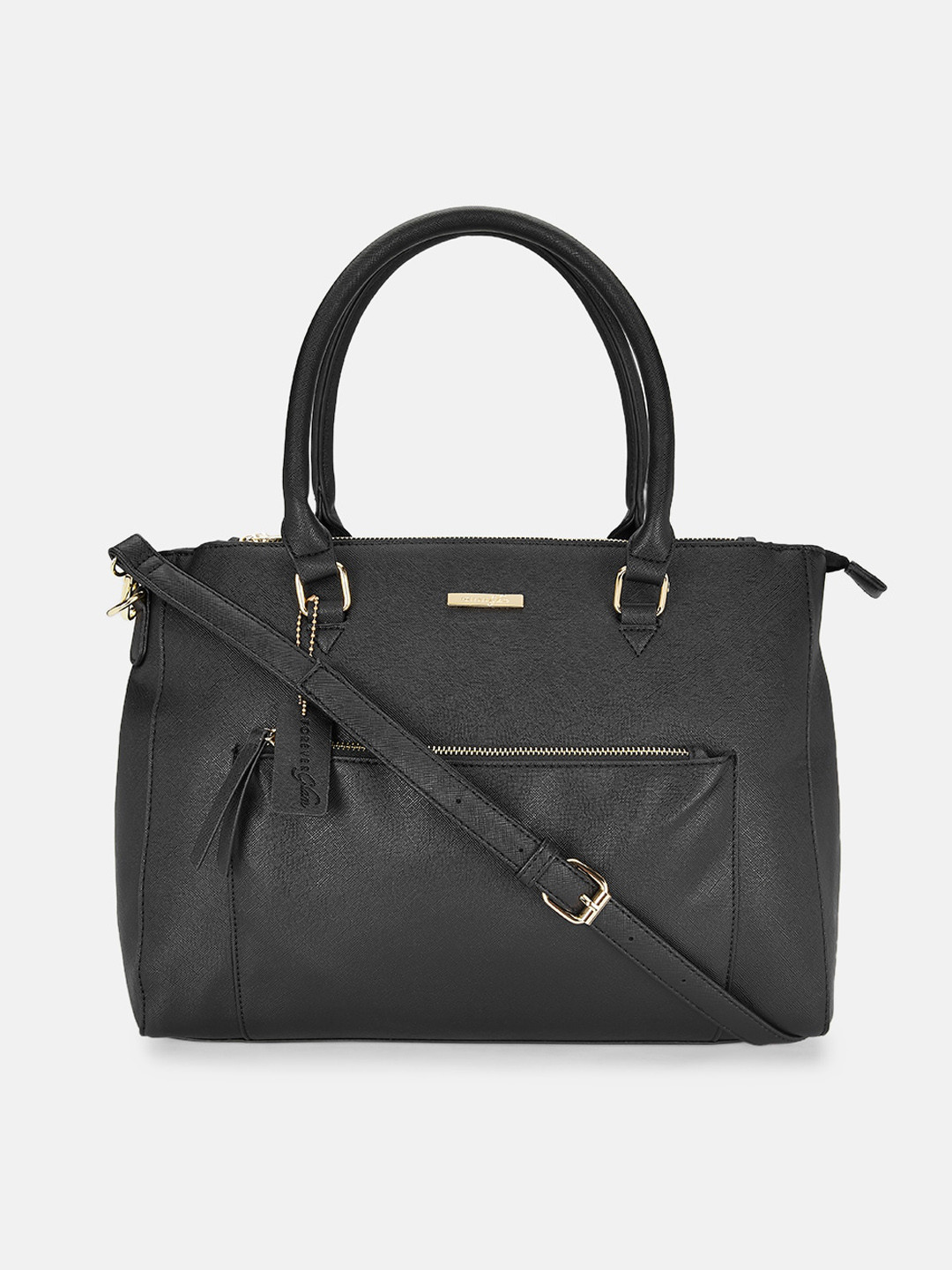 

Forever Glam by Pantaloons Black Structured Satchel Bag