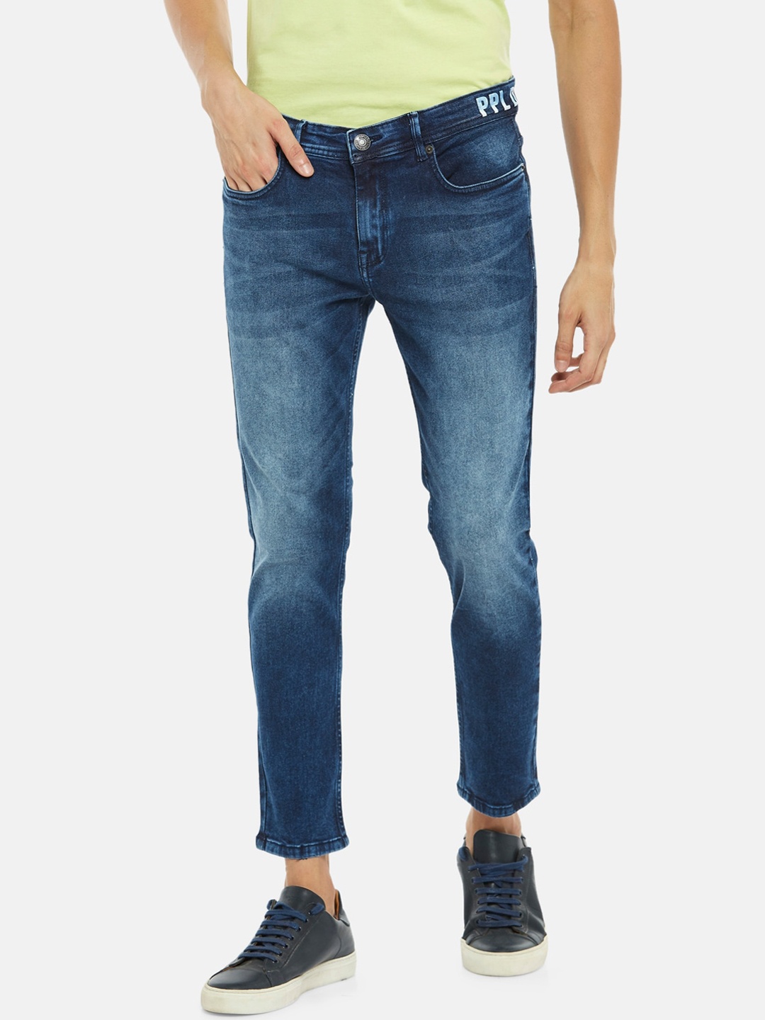 

People Men Blue Skinny Fit Light Fade Jeans