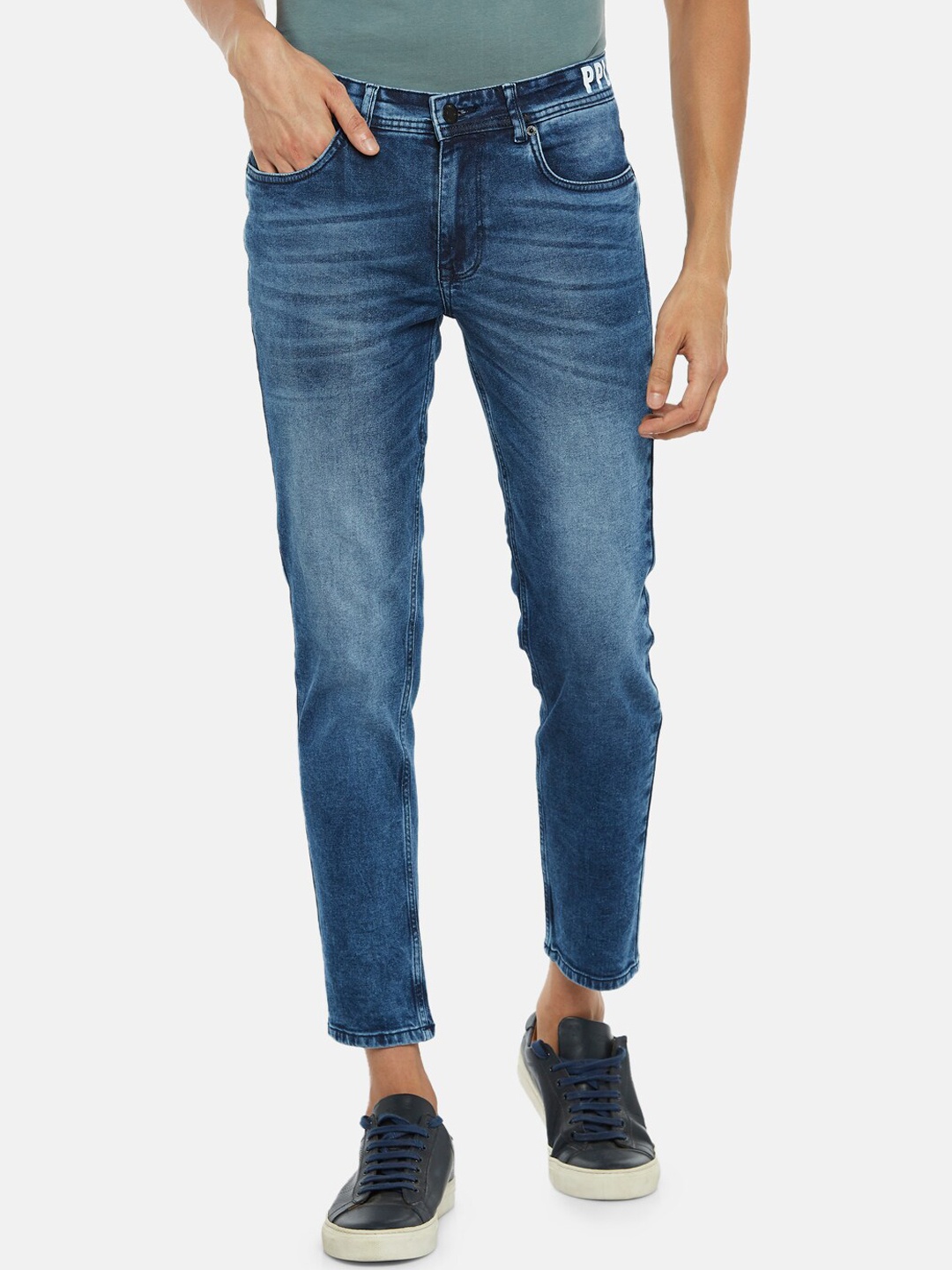 

People Men Blue Skinny Fit Heavy Fade Jeans